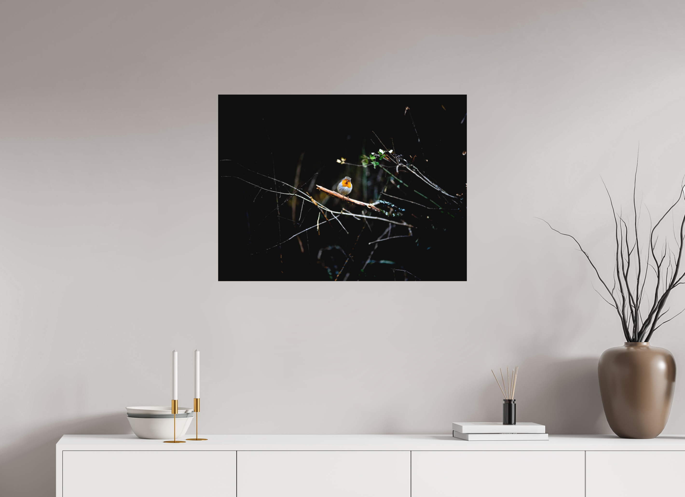 80 x 60 cm, Impression Fine Art sur support rigide - mat Rouge gorge