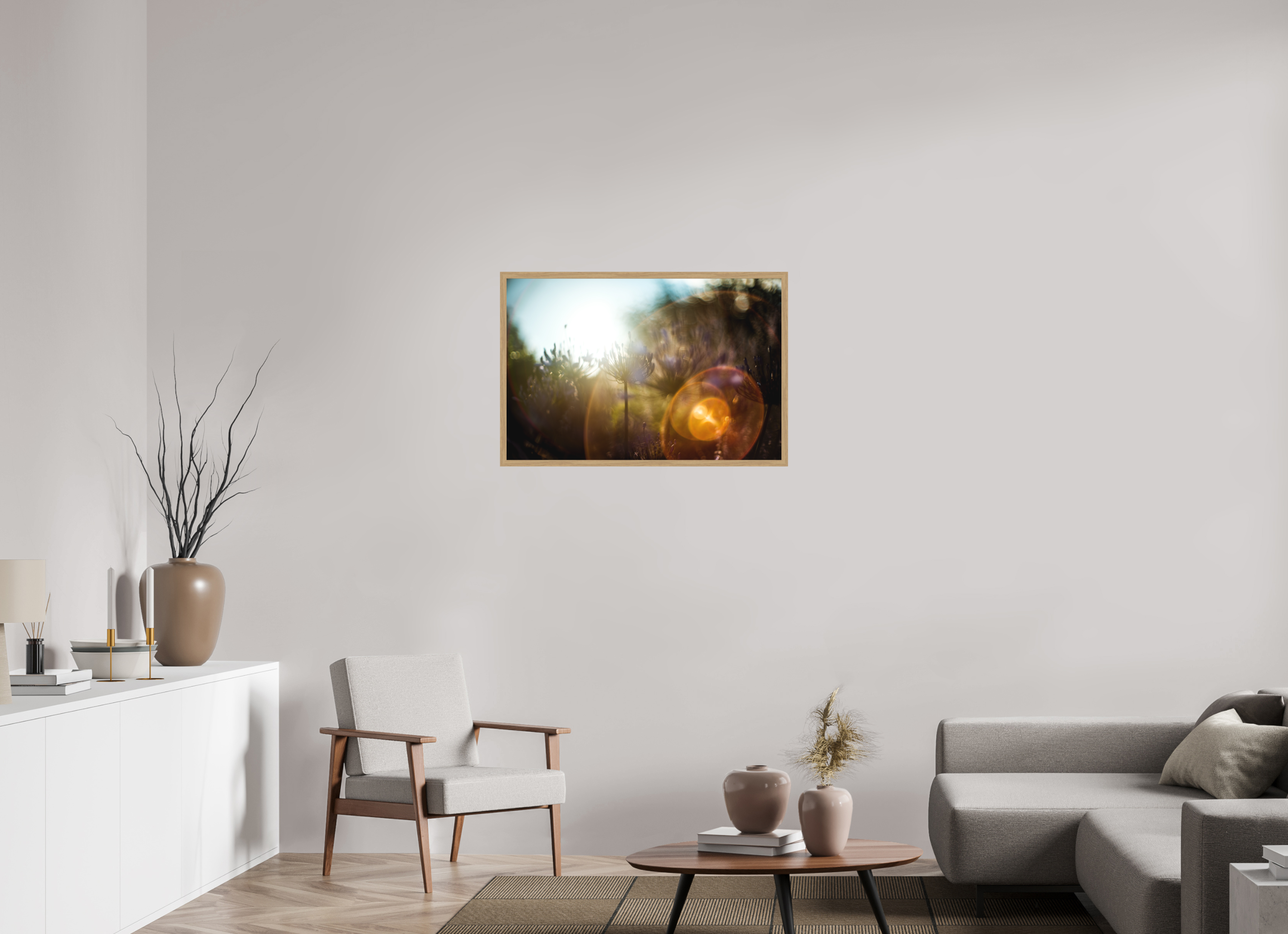 90 x 60 cm, Impression Fine Art encadrée en chêne naturel - mat lumière