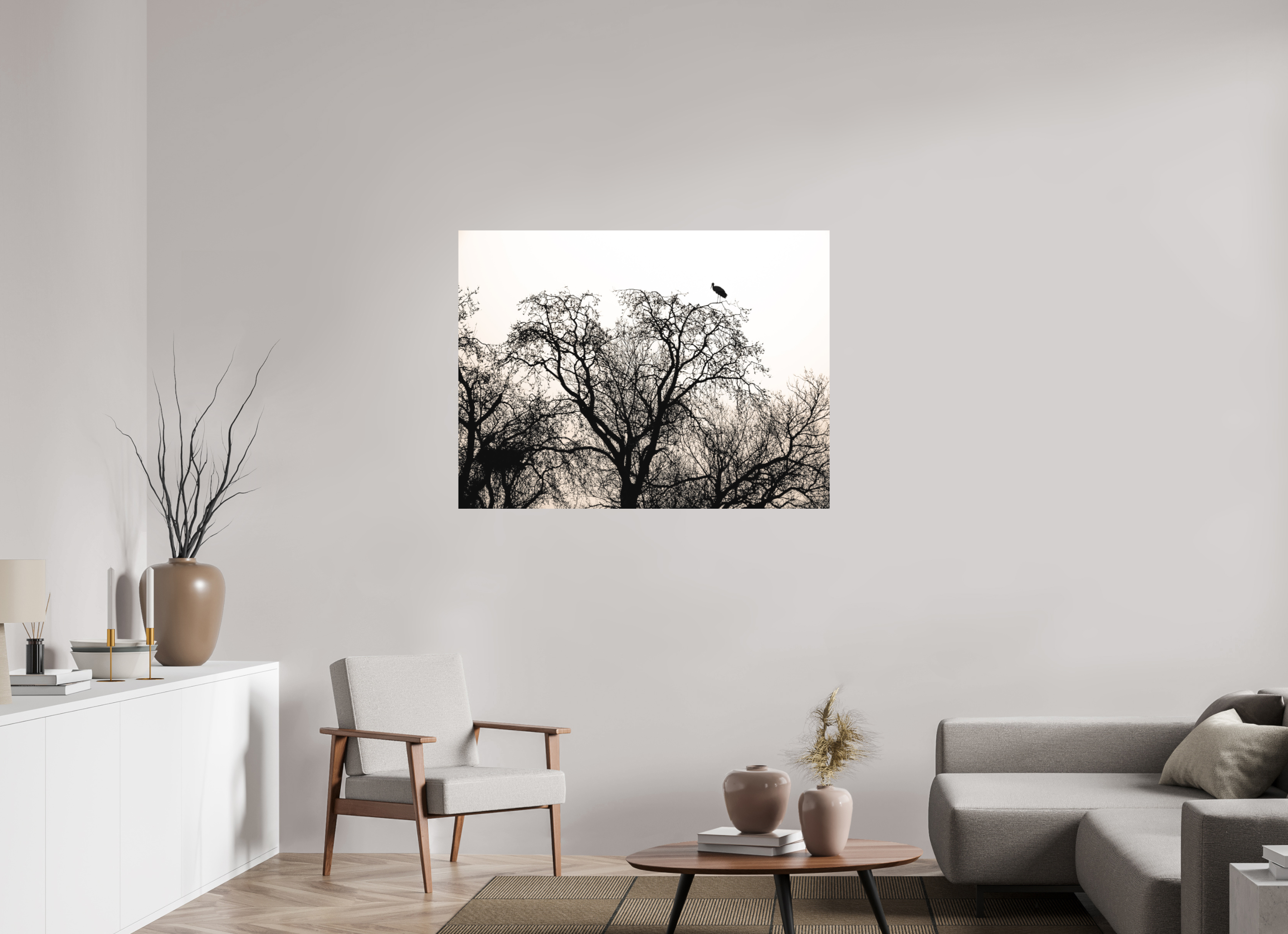120 x 90 cm, Impression Fine Art sur support rigide - mat grues VI
