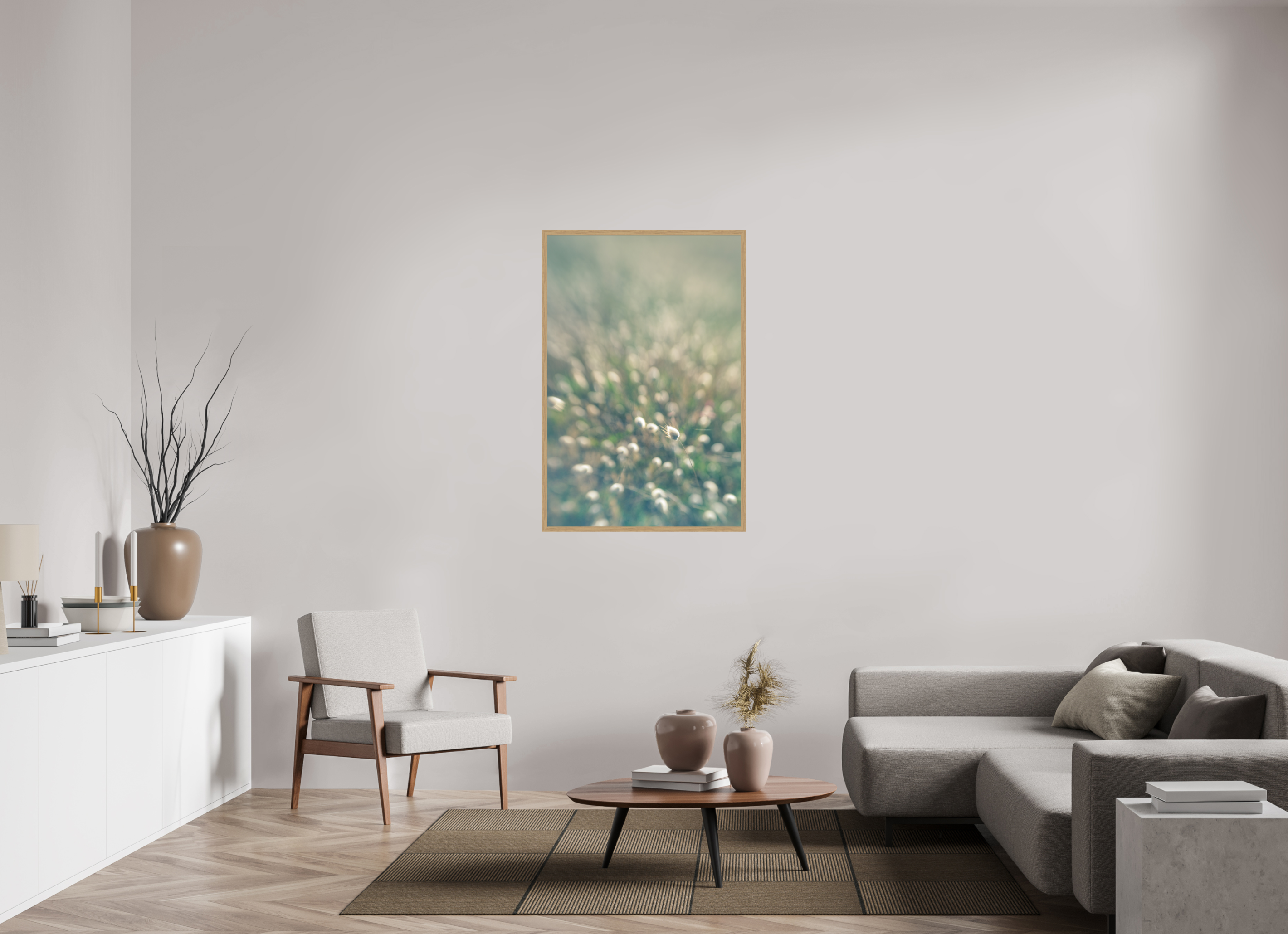 80 x 120 cm, Impression Fine Art encadrée en chêne naturel - mat mouton