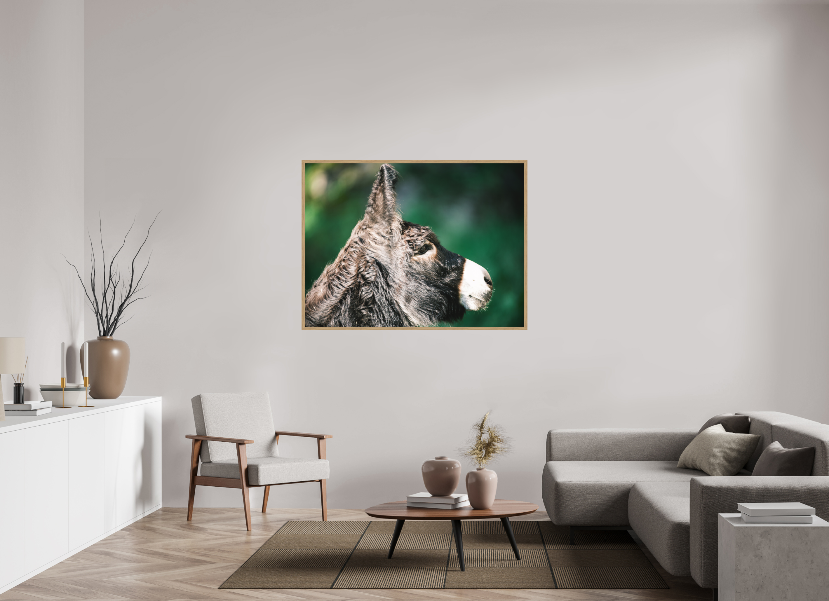 140 x 105 cm, Impression Fine Art encadrée en chêne naturel - mat Ane
