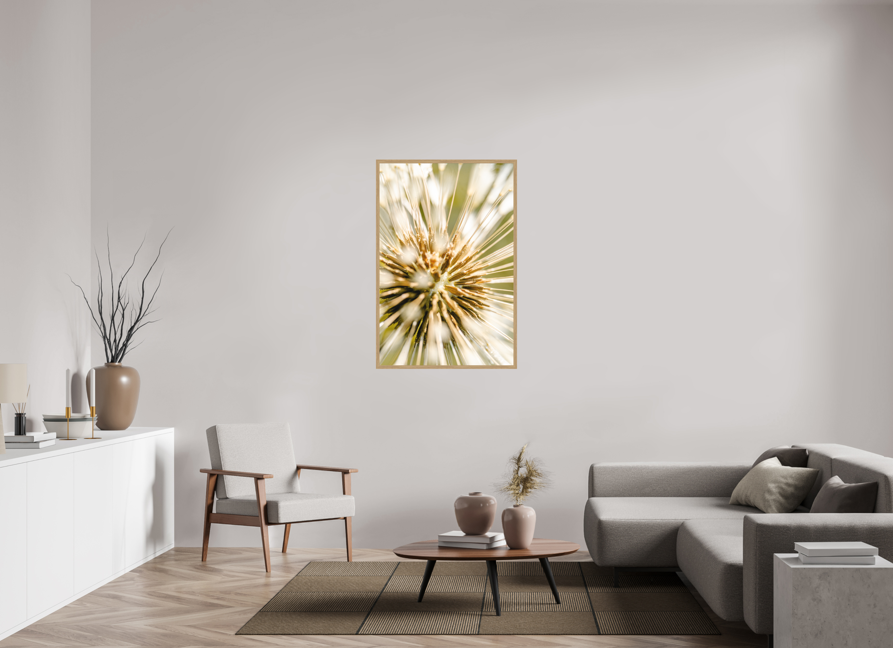 80 x 120 cm, Impression Fine Art encadrée en chêne naturel - mat pissenlit
