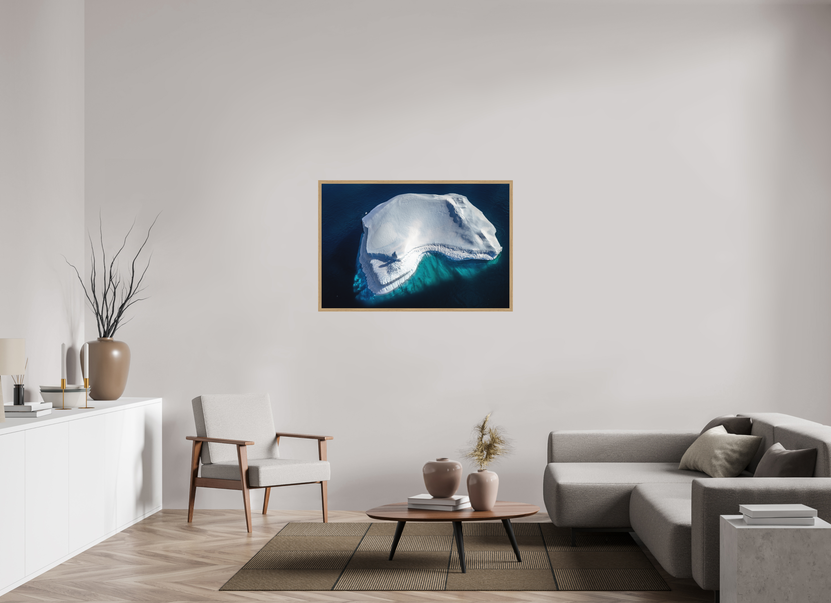 120 x 80 cm, Impression Fine Art encadrée en chêne naturel - mat Le colosse silencieux