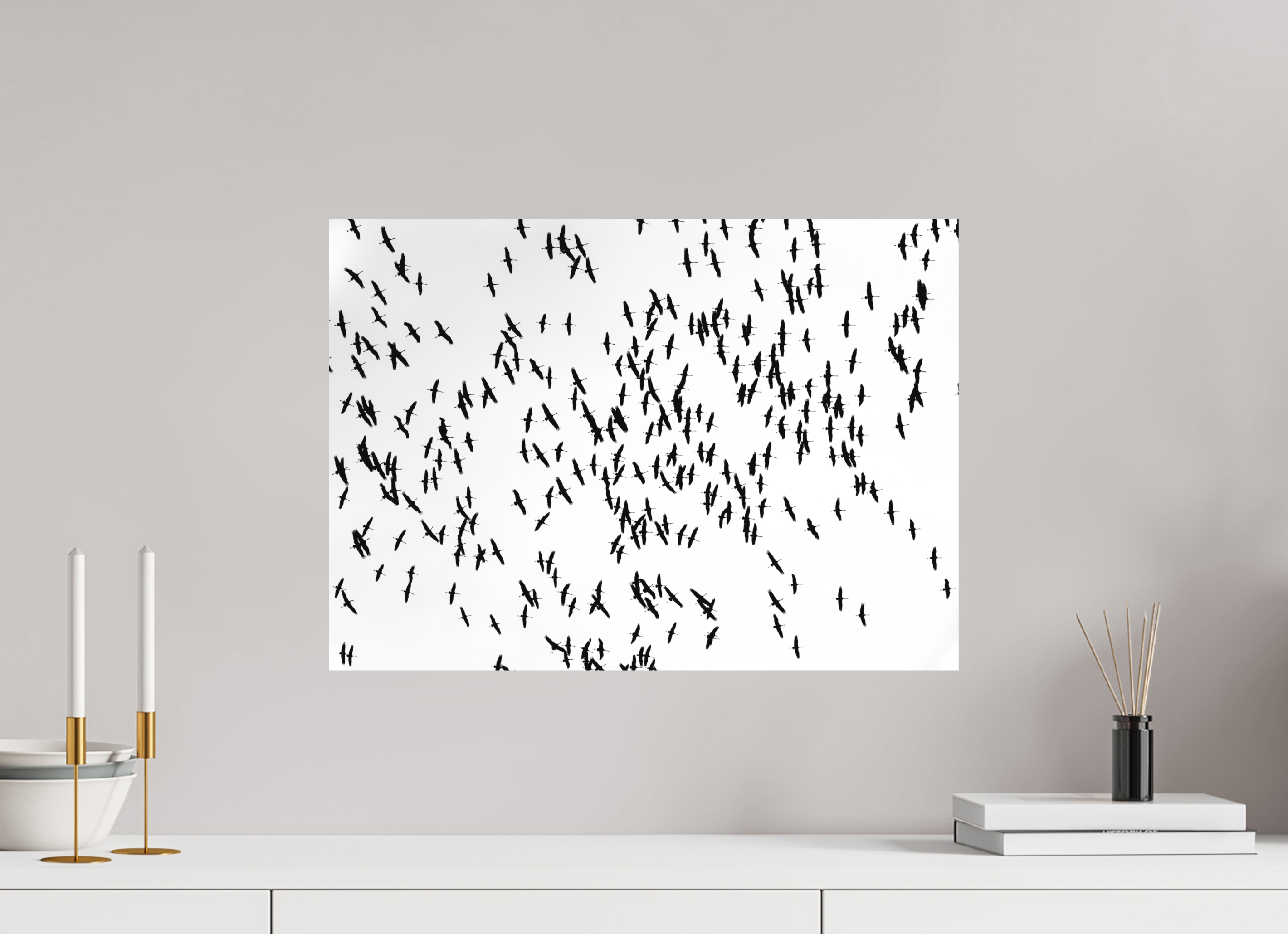 55,7 x 40 cm, Tirage photo - satiné Grues III