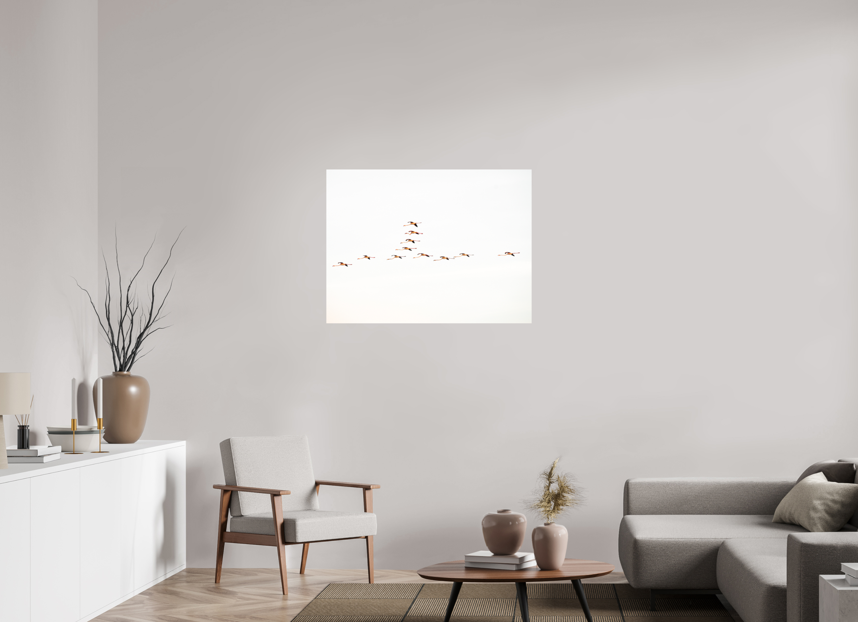 100 x 75 cm, Tirage photo - satiné Flamands roses