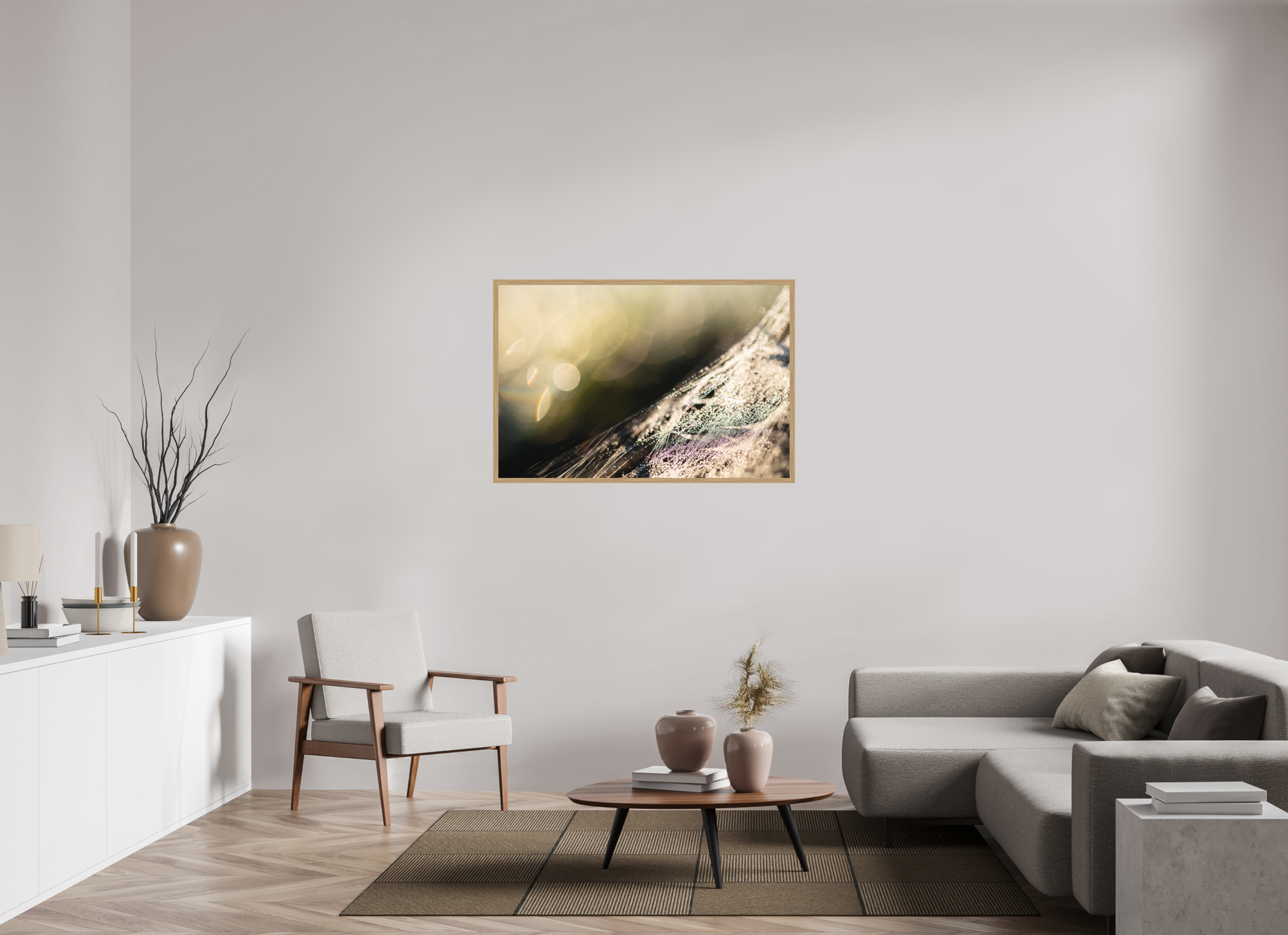 120 x 80 cm, Impression Fine Art encadrée en chêne naturel - mat toile d'araignée