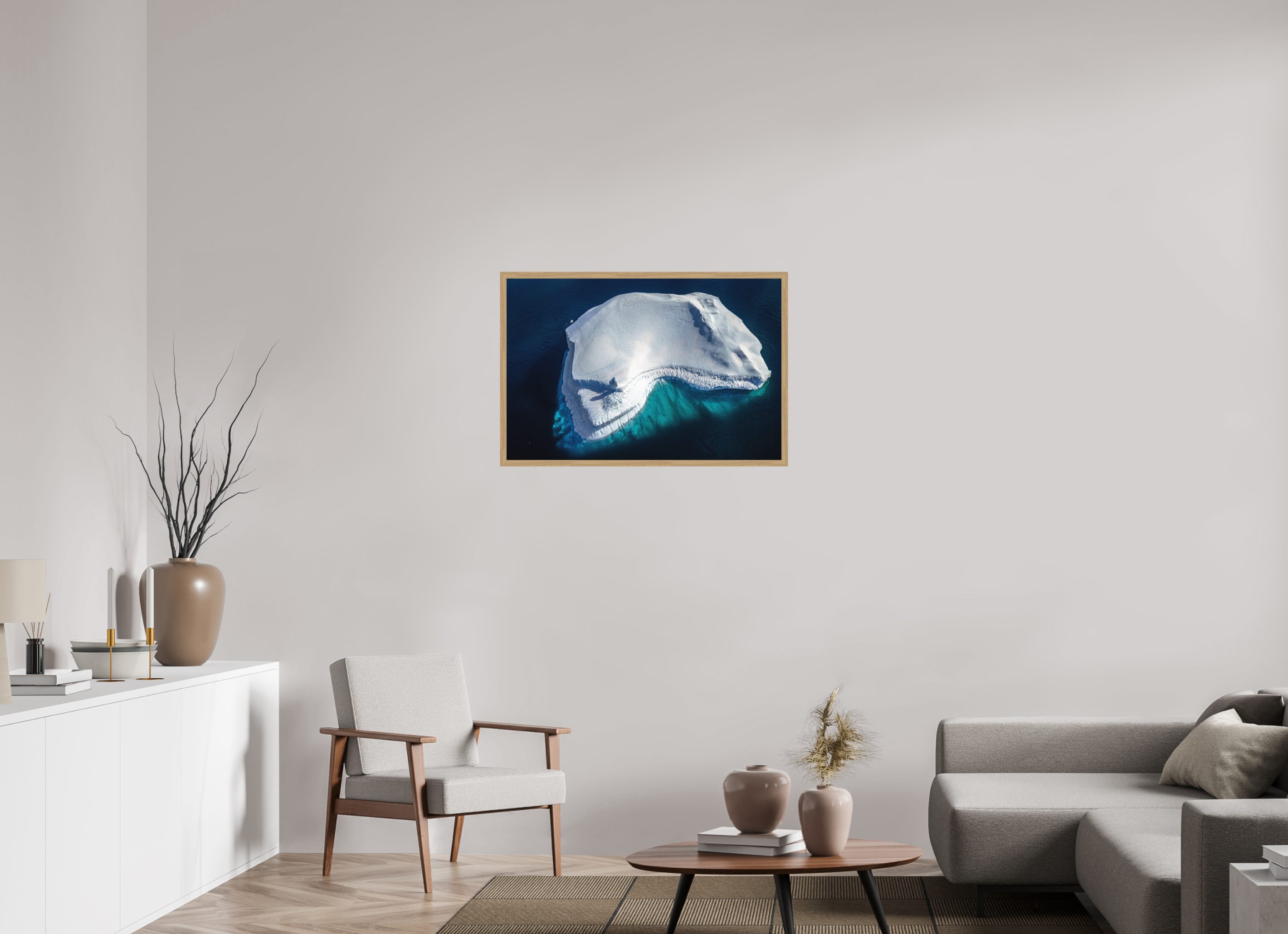 90 x 60 cm, Impression Fine Art encadrée en chêne naturel - mat Le colosse silencieux