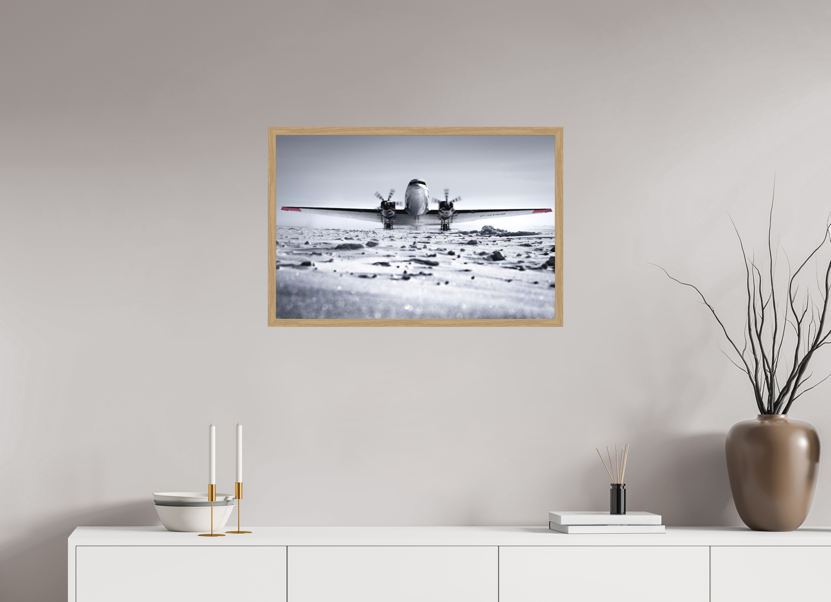 75 x 50 cm, Impression Fine Art encadrée en chêne naturel - mat Paré pour l'Aventure