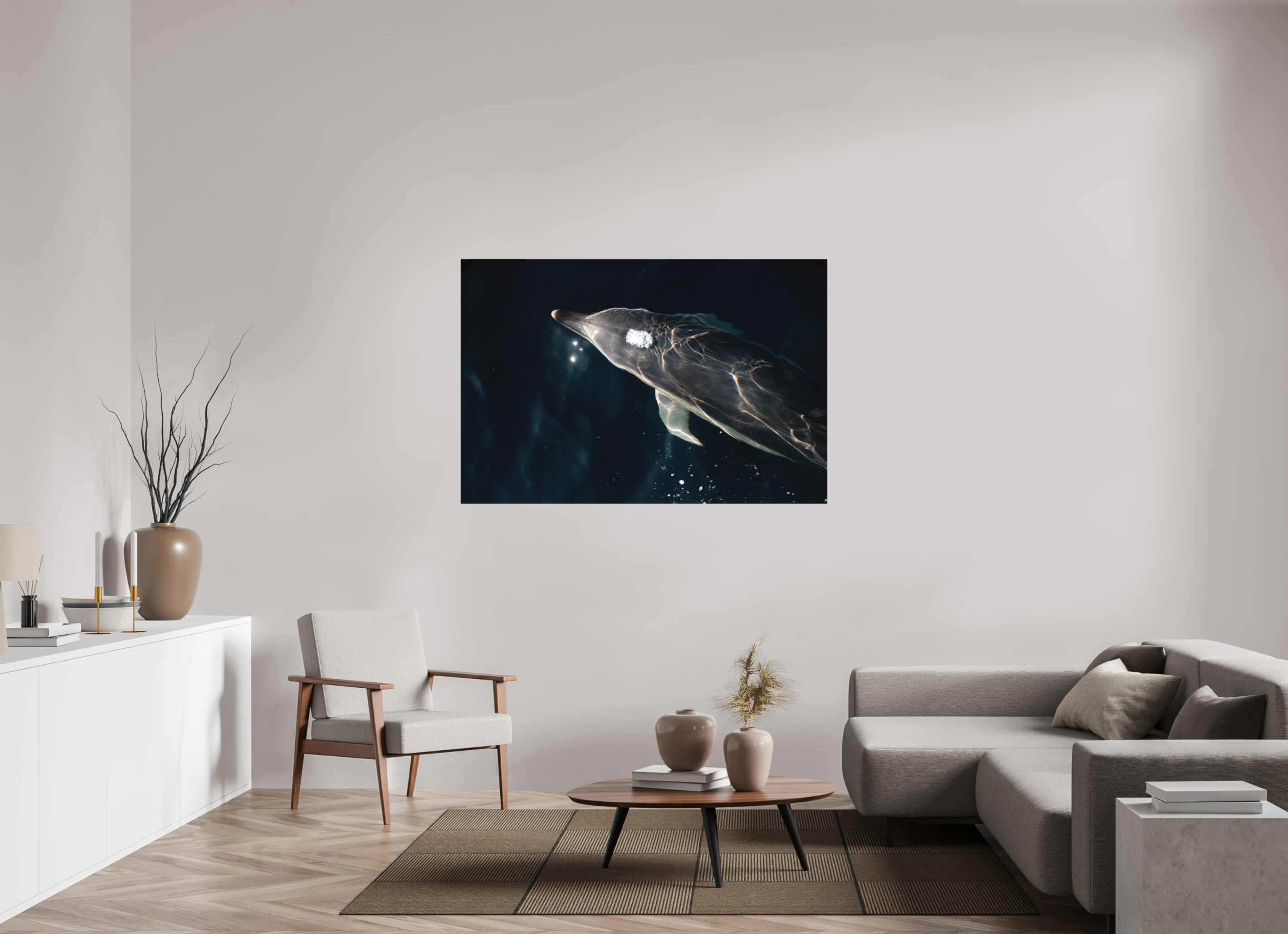 150 x 100 cm, Impression Fine Art - mat Dauphin joueur