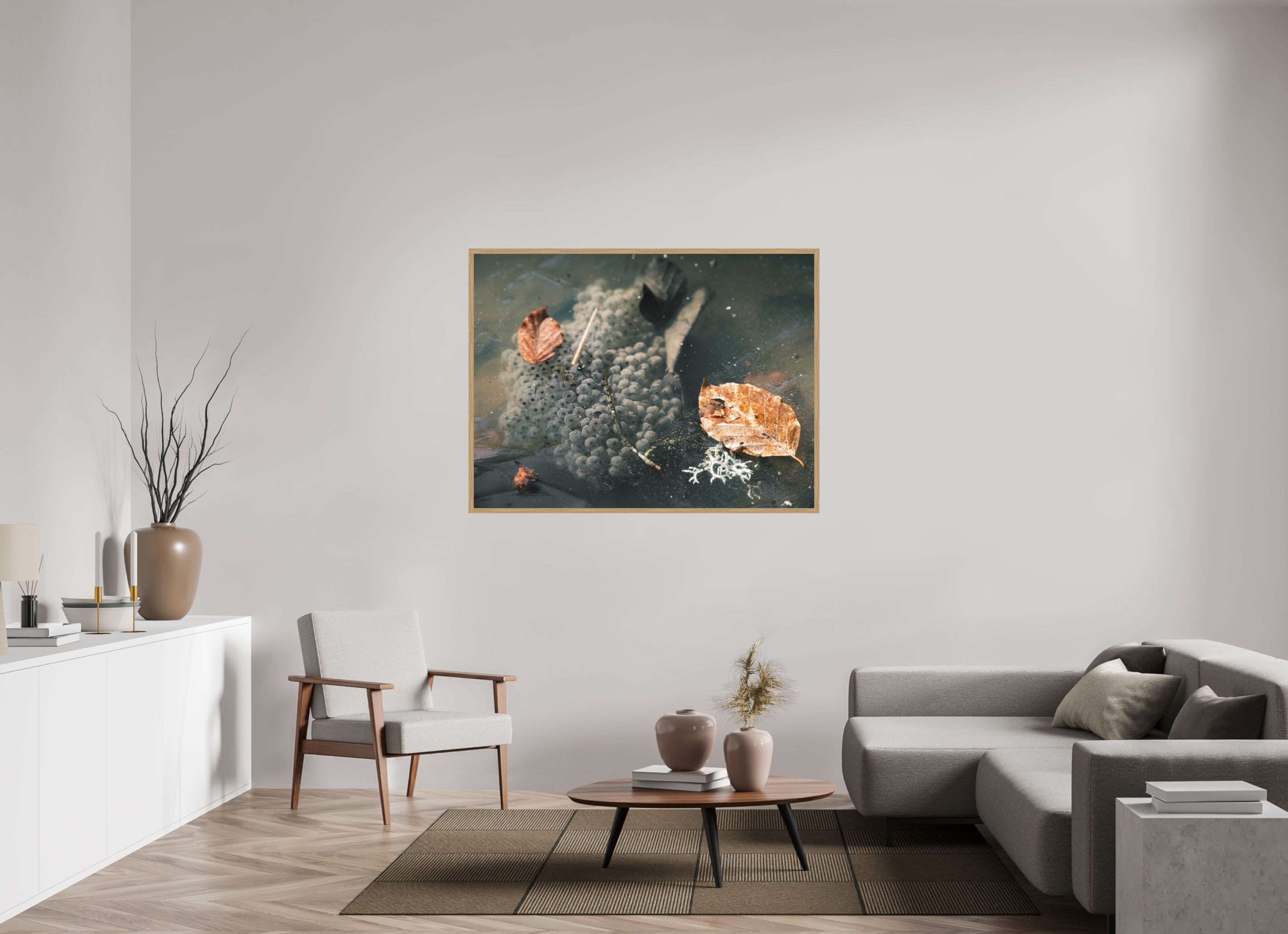 140 x 105 cm, Impression Fine Art encadrée en chêne naturel - mat Oeufs