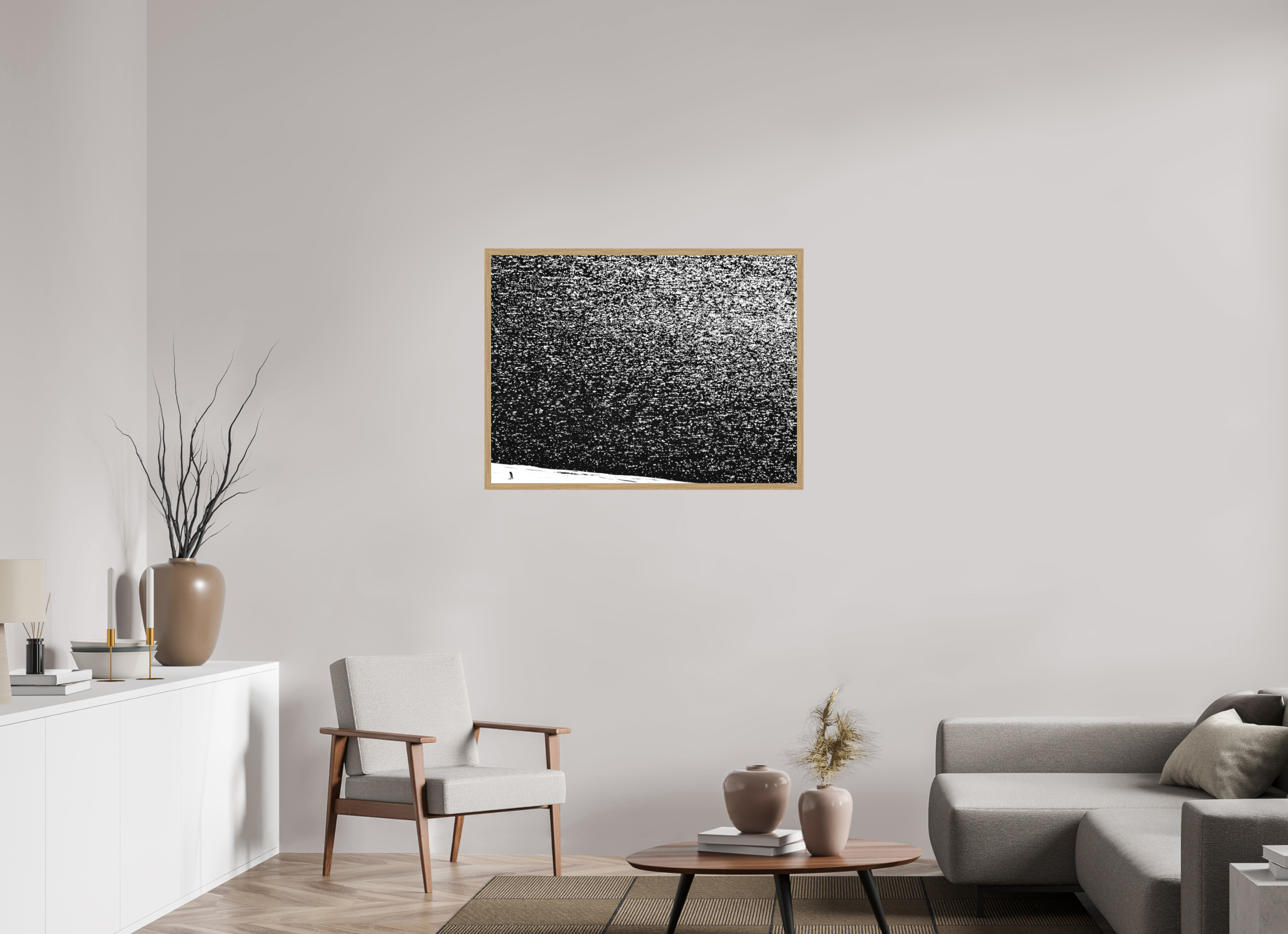 100 x 75 cm, Impression Fine Art encadrée en chêne naturel - mat Solitude