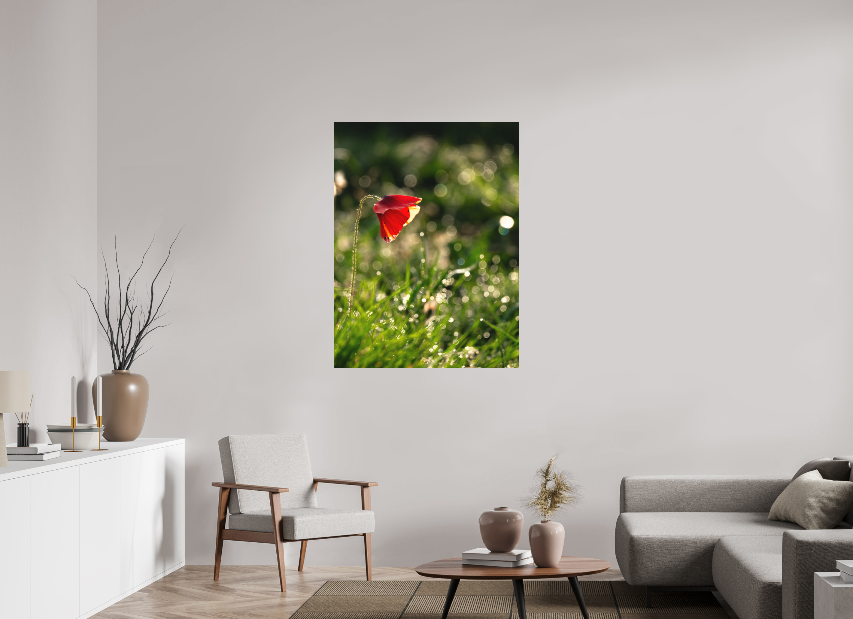 90 x 120 cm, Impression Fine Art sur support rigide - mat coquelicot