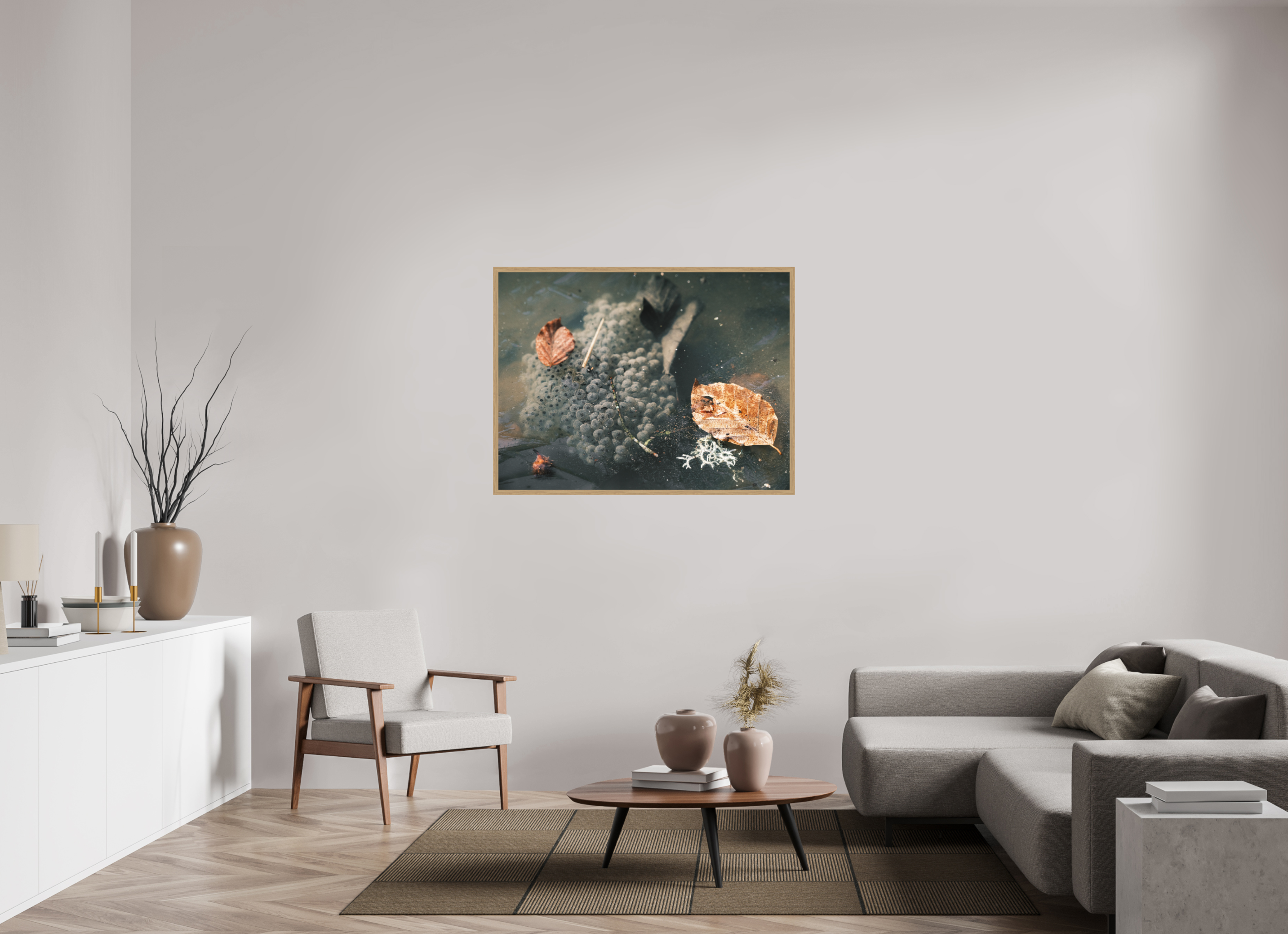 120 x 90 cm, Impression Fine Art encadrée en chêne naturel - mat Oeufs