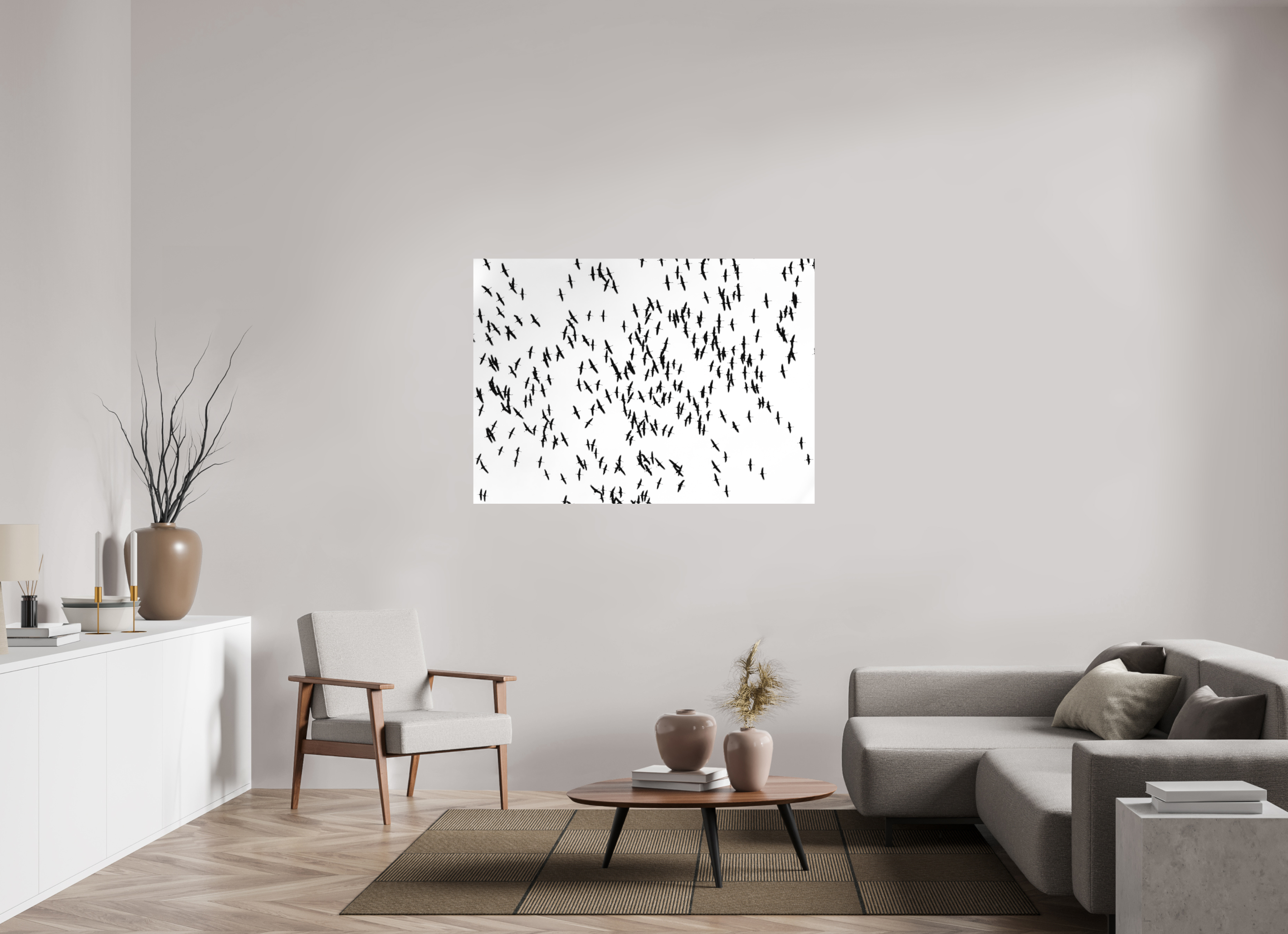 139,2 x 100 cm, Impression Fine Art sur support rigide - mat Grues III