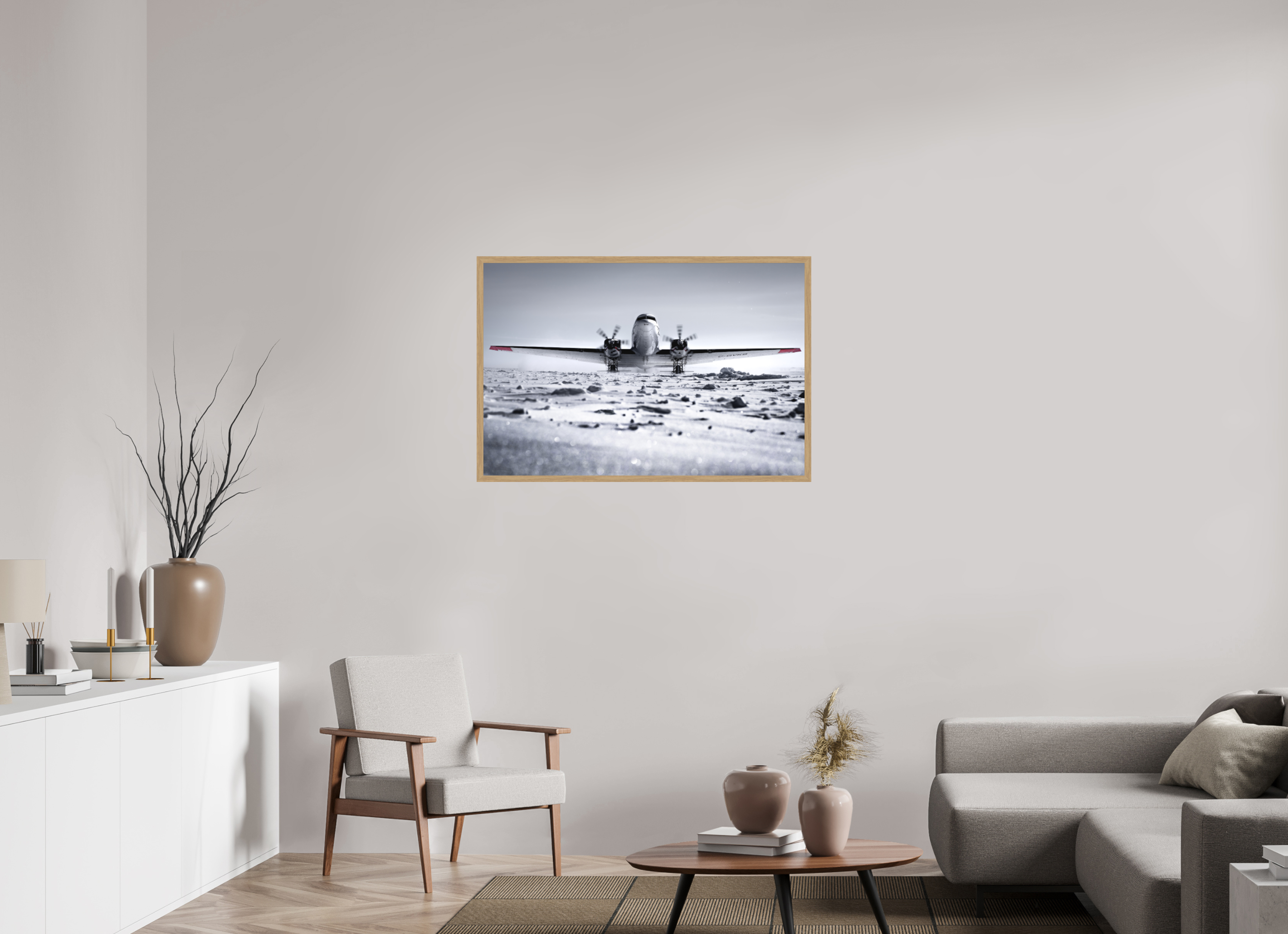105 x 70 cm, Impression Fine Art encadrée en chêne naturel - mat Paré pour l'Aventure