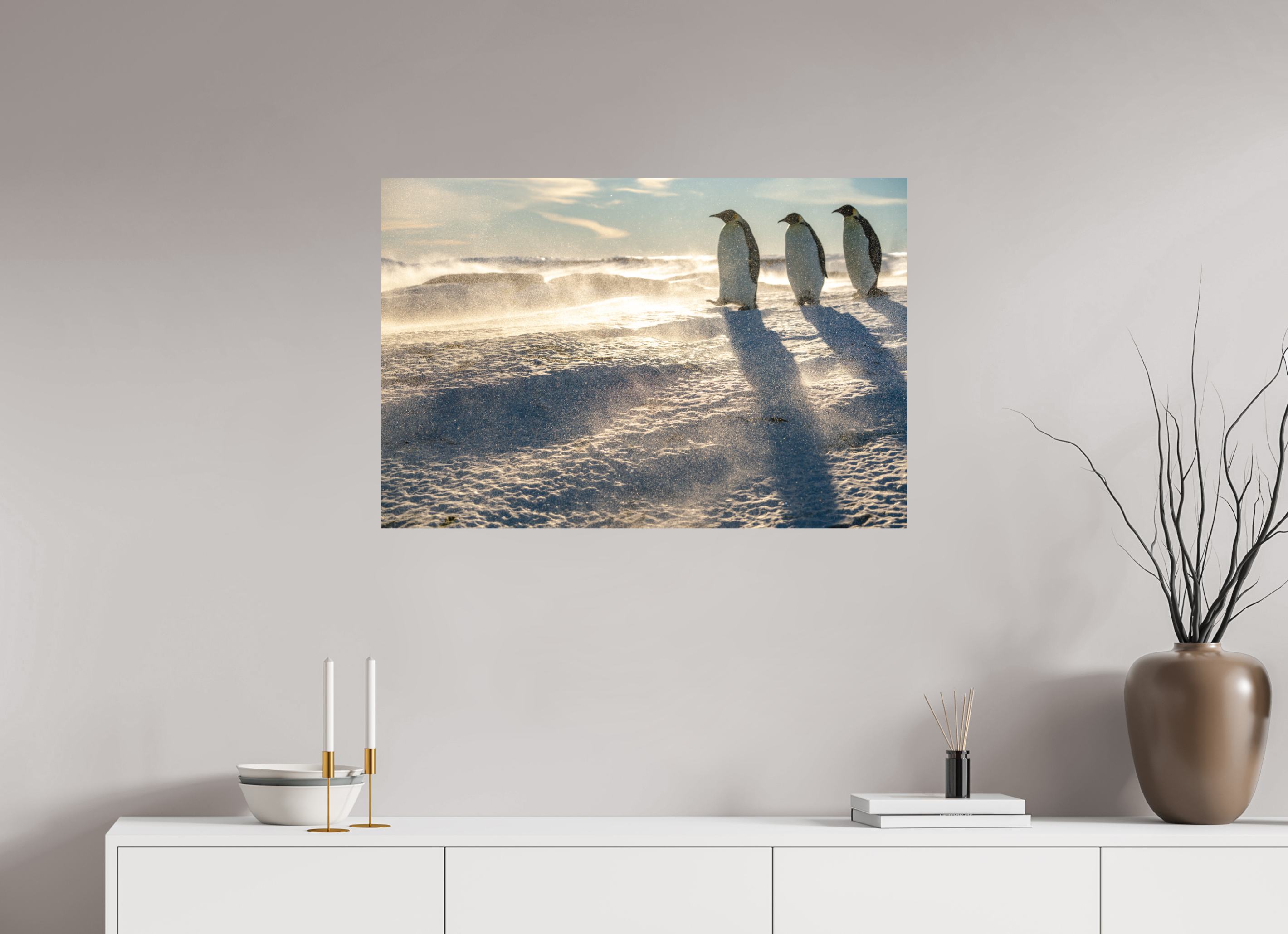 90 x 60 cm, Impression Fine Art sur support rigide - mat La marche des Empereurs