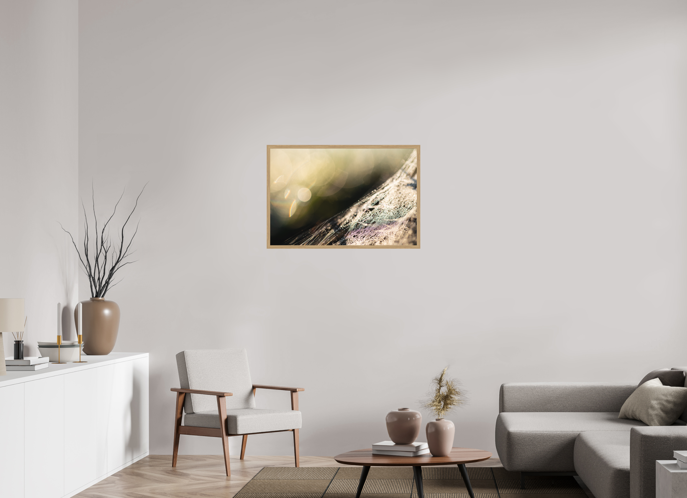 90 x 60 cm, Impression Fine Art encadrée en chêne naturel - mat toile d'araignée
