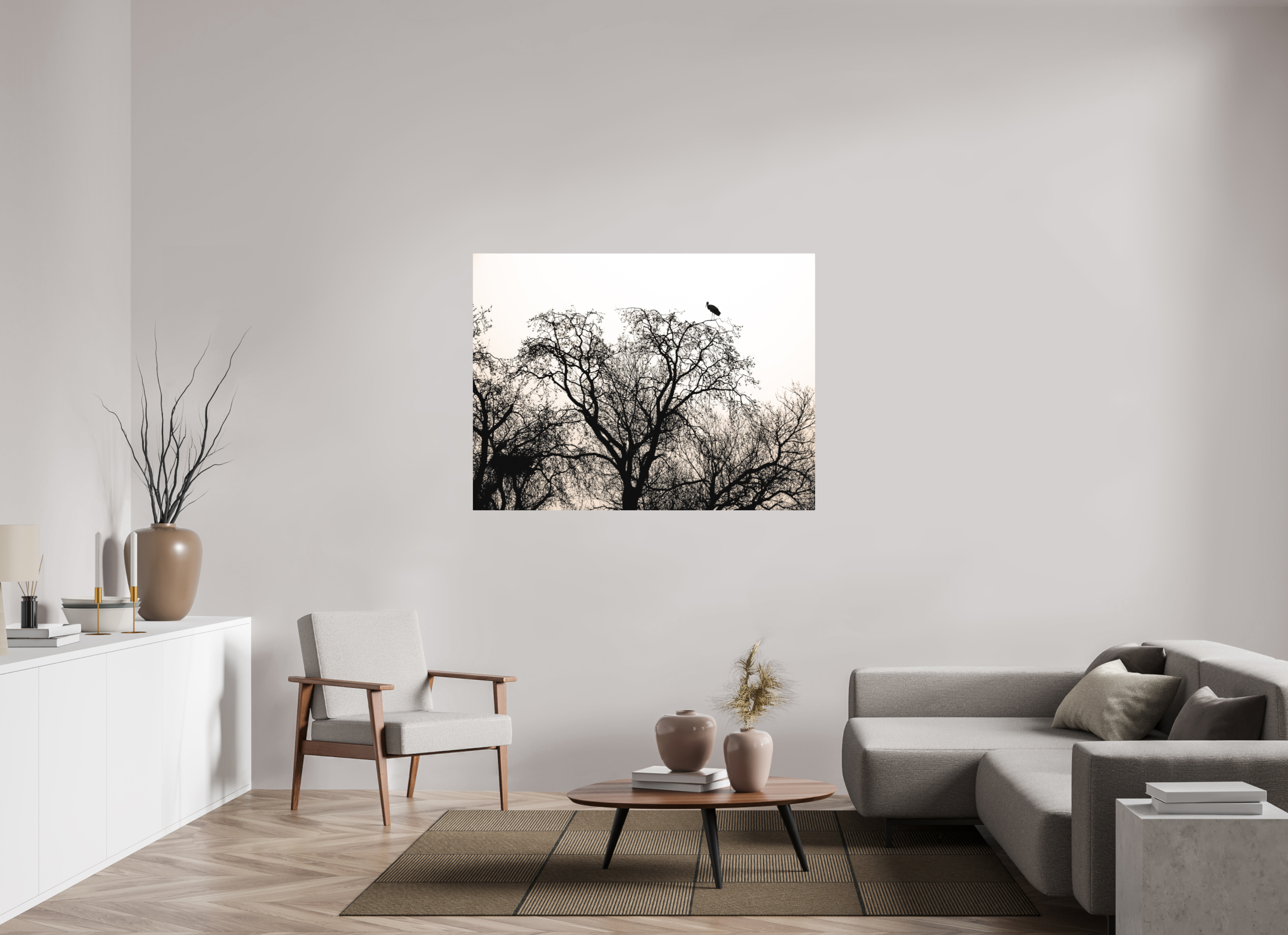 140 x 105 cm, Impression Fine Art - mat grues VI