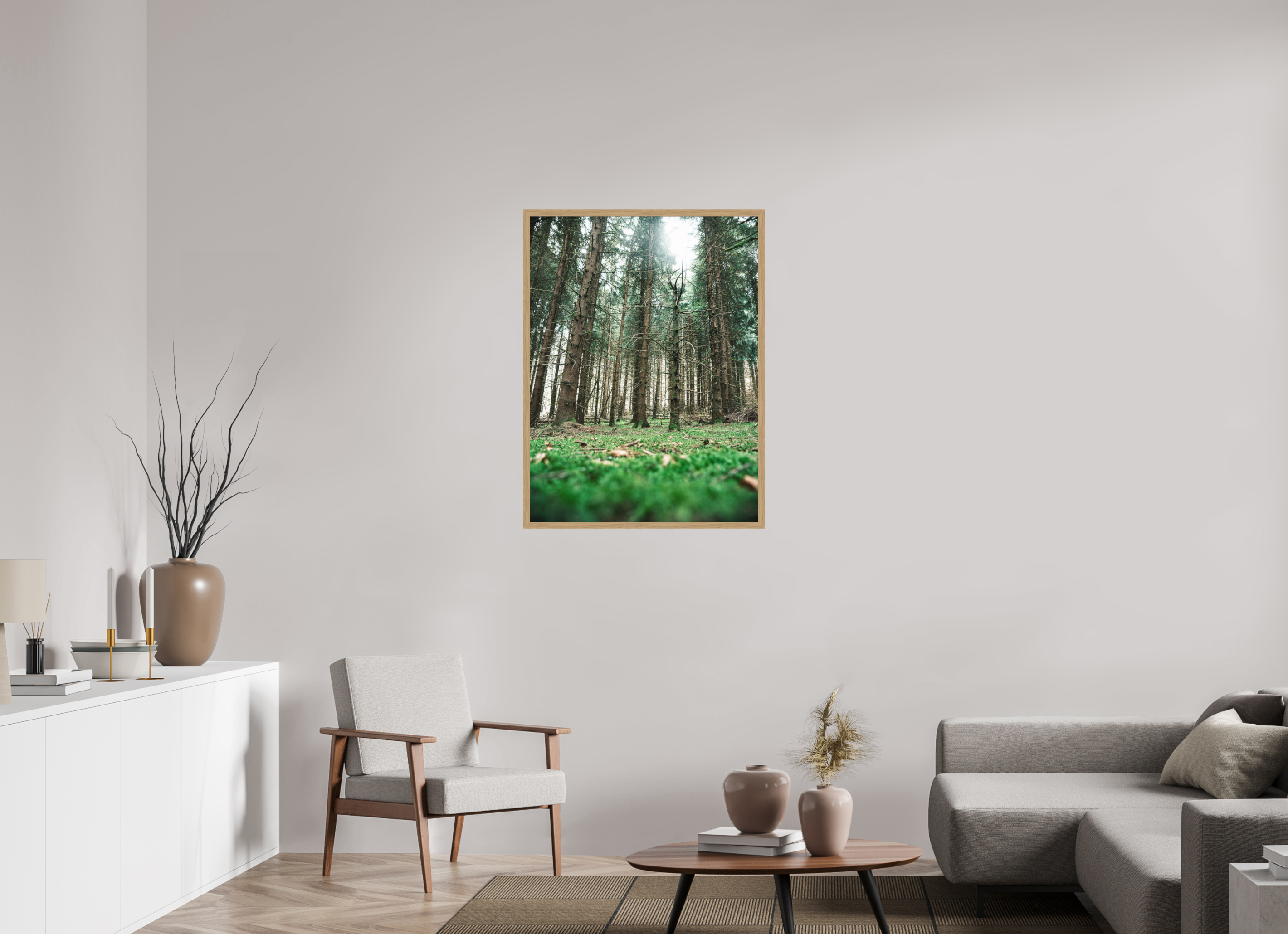 75 x 100 cm, Impression Fine Art encadrée en chêne naturel - mat Invitation au calme