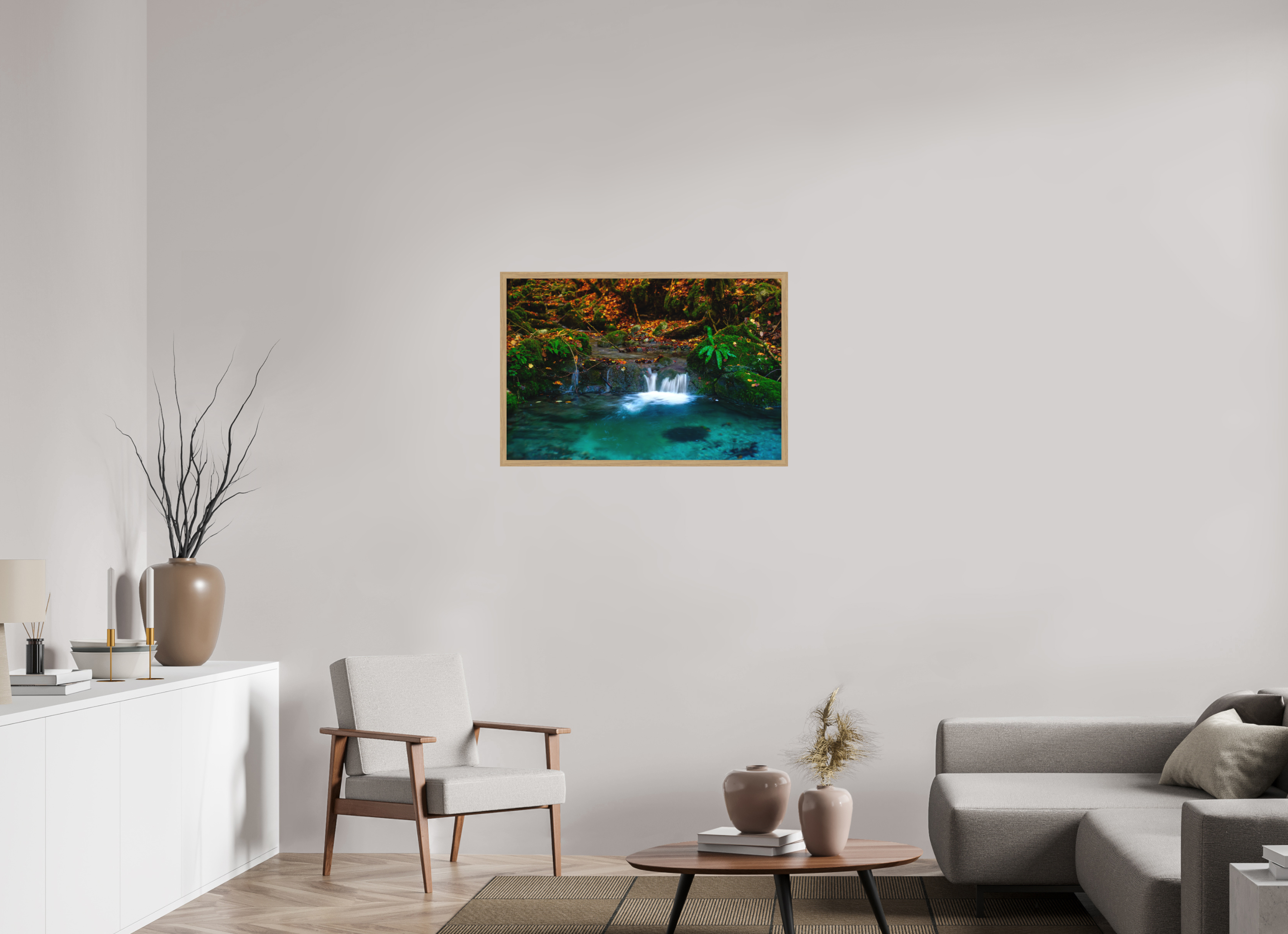90 x 60 cm, Impression Fine Art encadrée en chêne naturel - mat De l'eau et des couleurs
