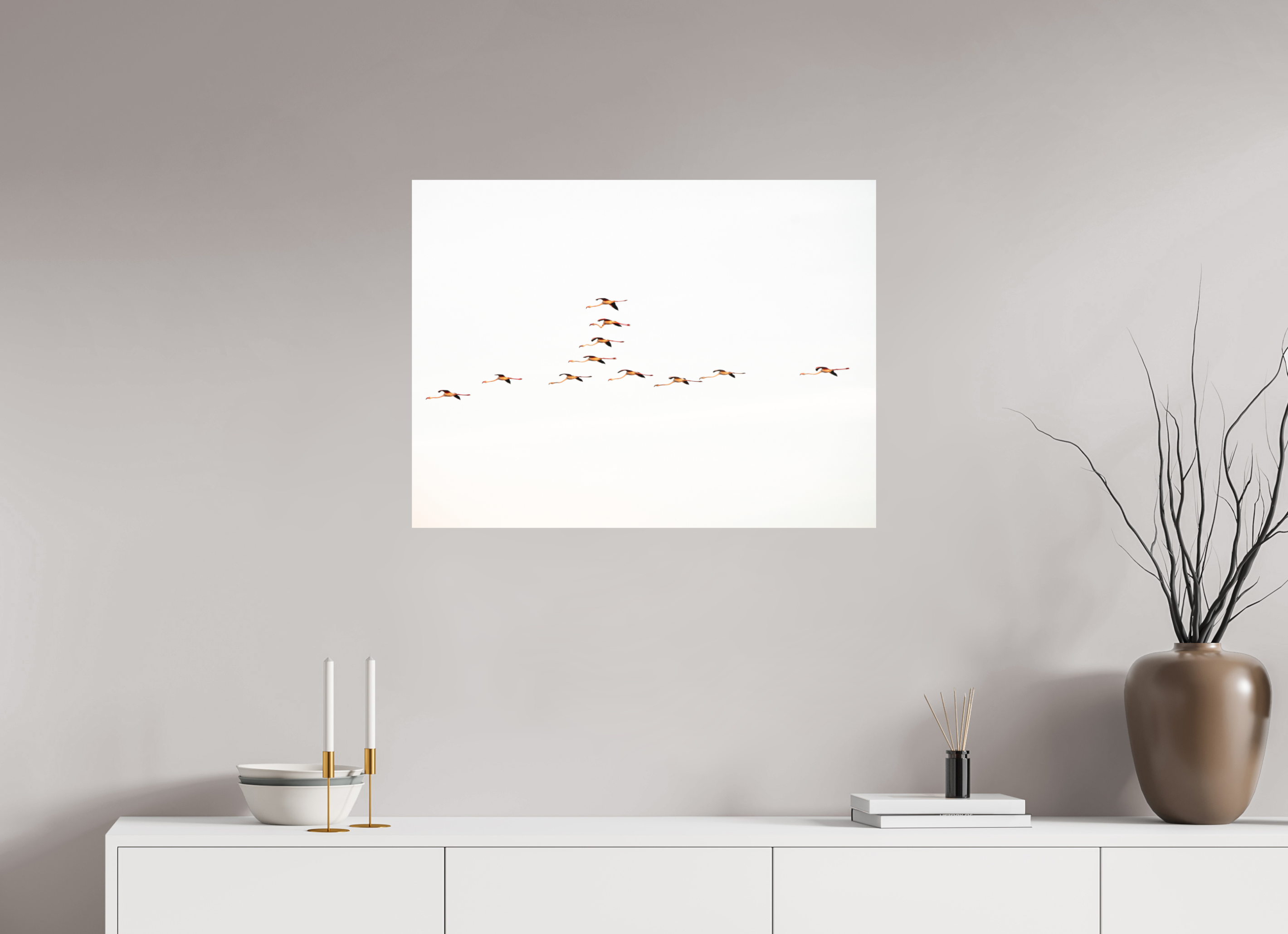 80 x 60 cm, Tirage photo - satiné Flamands roses