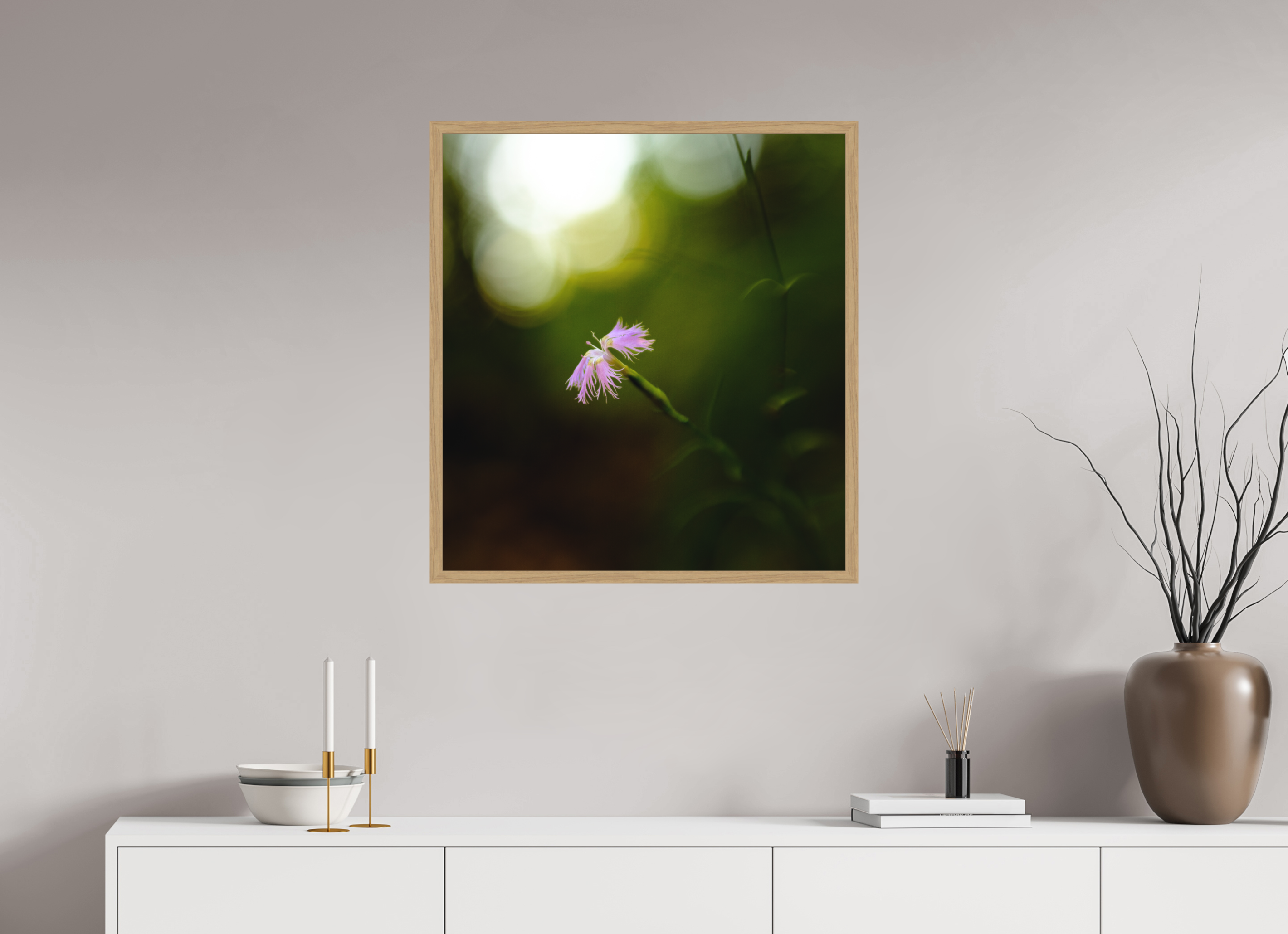 70 x 75,8 cm, Impression Fine Art encadrée en chêne naturel - mat fleur2