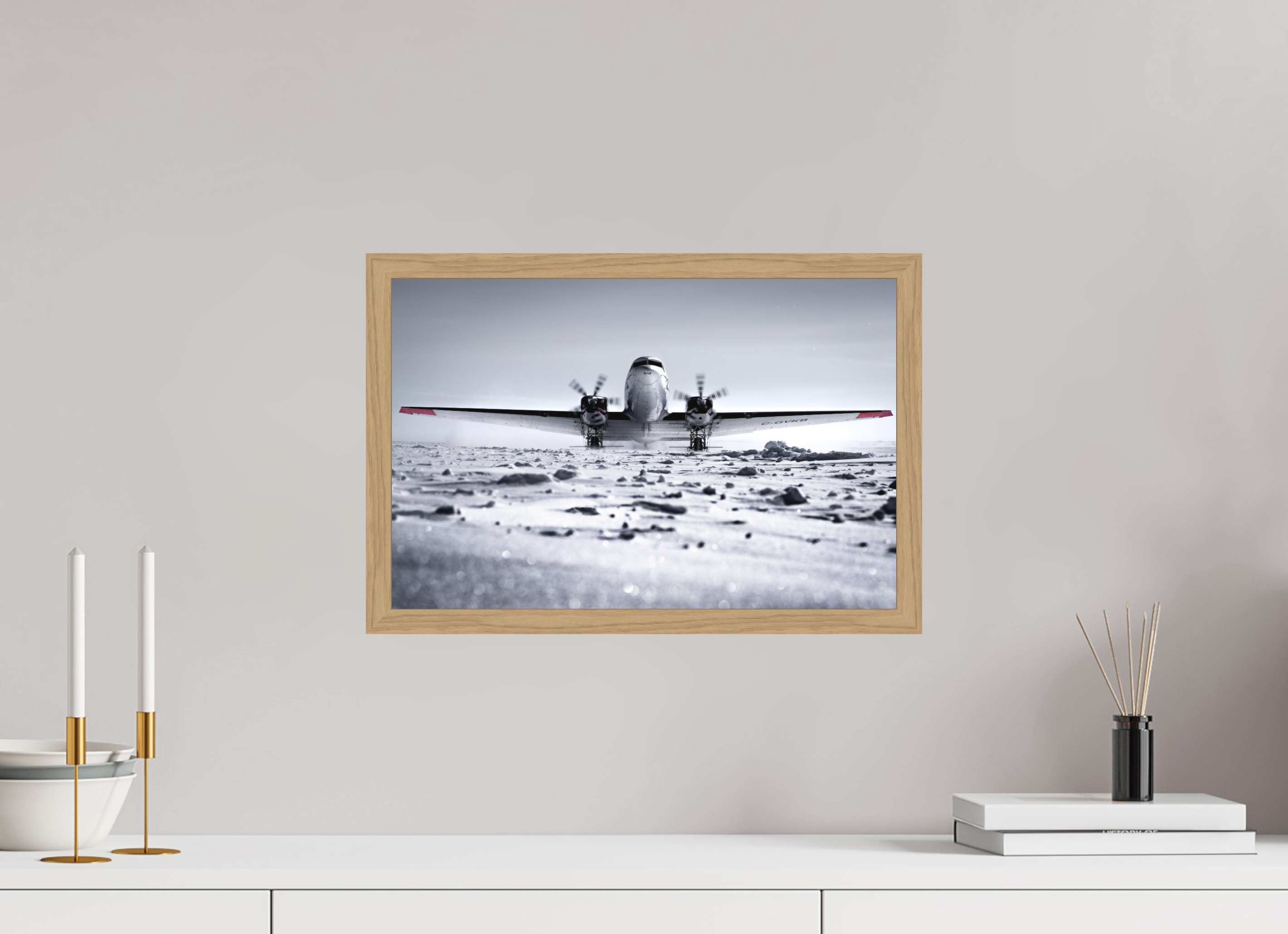 45 x 30 cm, Impression Fine Art encadrée en chêne naturel - mat Paré pour l'Aventure