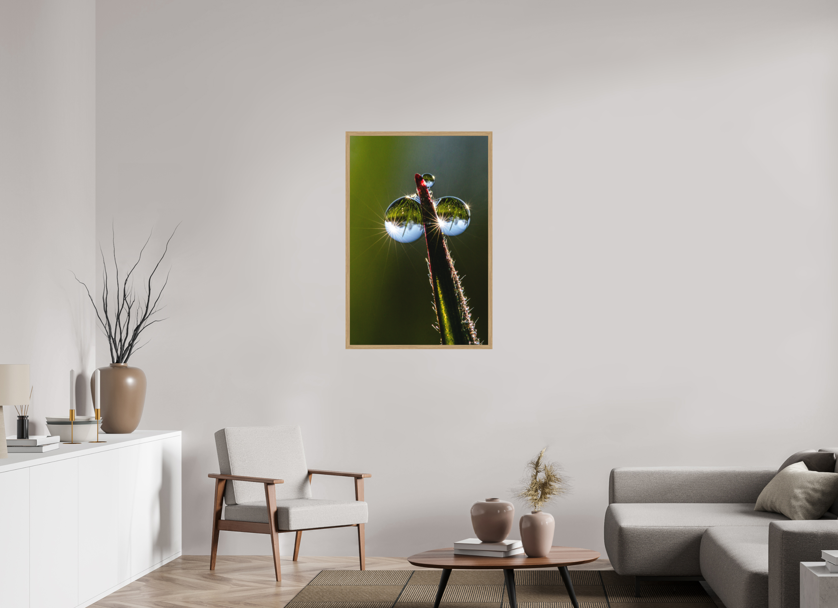 70 x 105 cm, Impression Fine Art encadrée en chêne naturel - mat eclatant