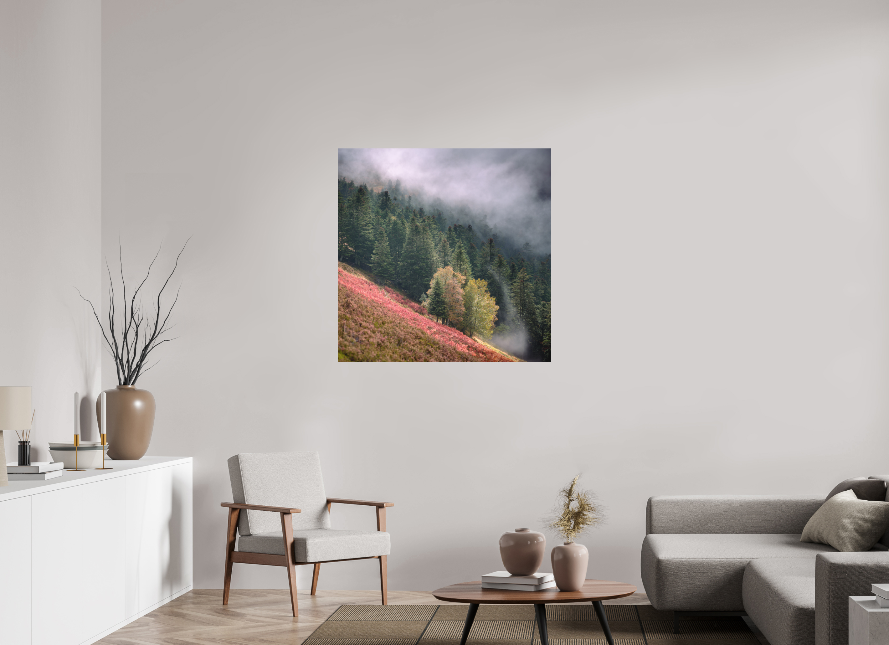 100 x 100 cm, Impression Fine Art sur support rigide - mat Brume du soir