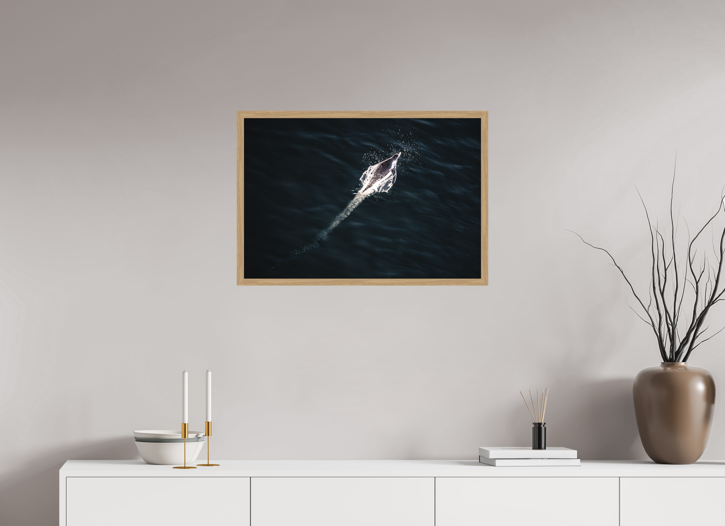73,1 x 50 cm, Impression Fine Art encadrée en chêne naturel - mat À toute vitesse