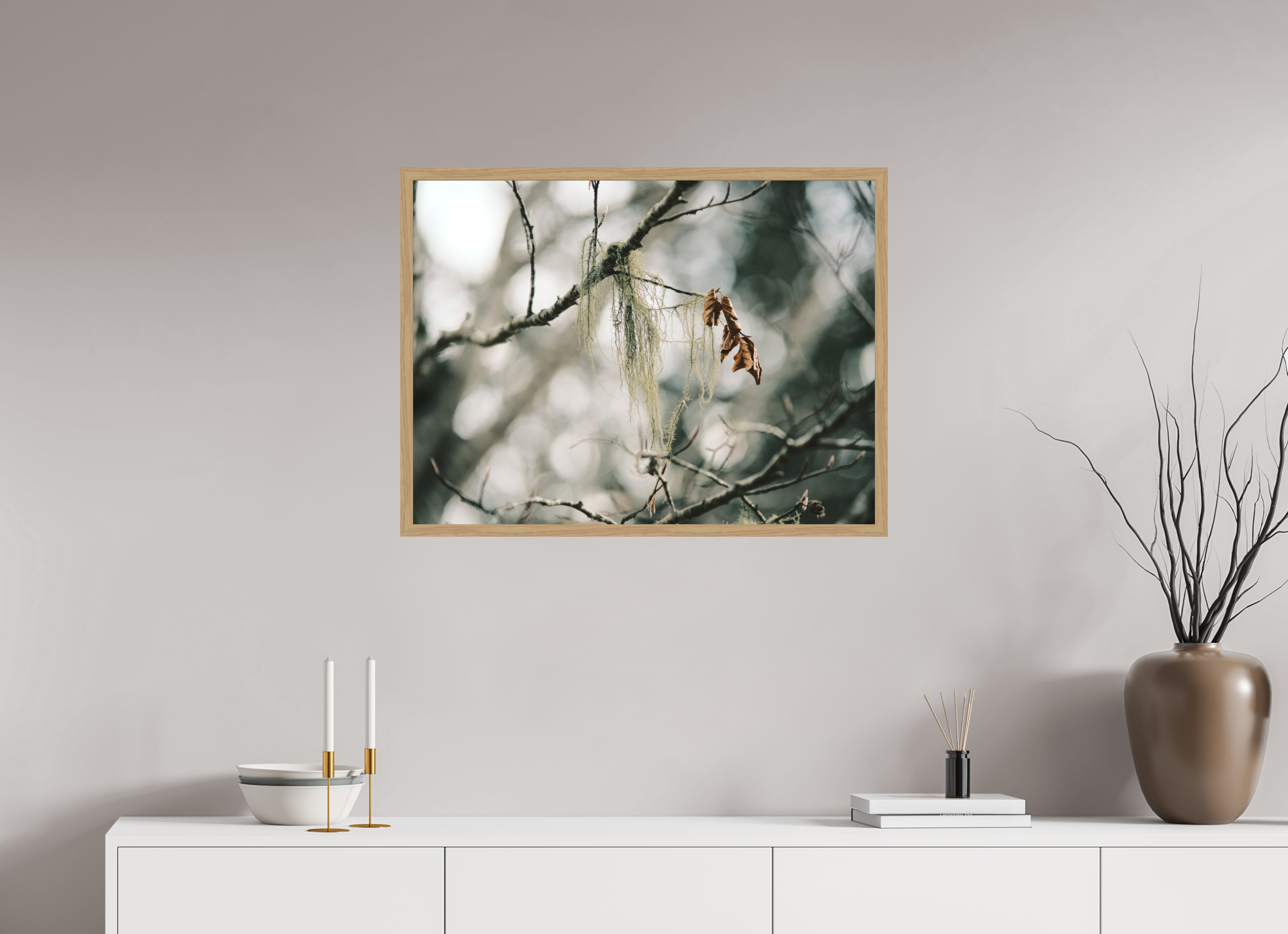 80 x 60 cm, Impression Fine Art encadrée en chêne naturel - mat En dormance