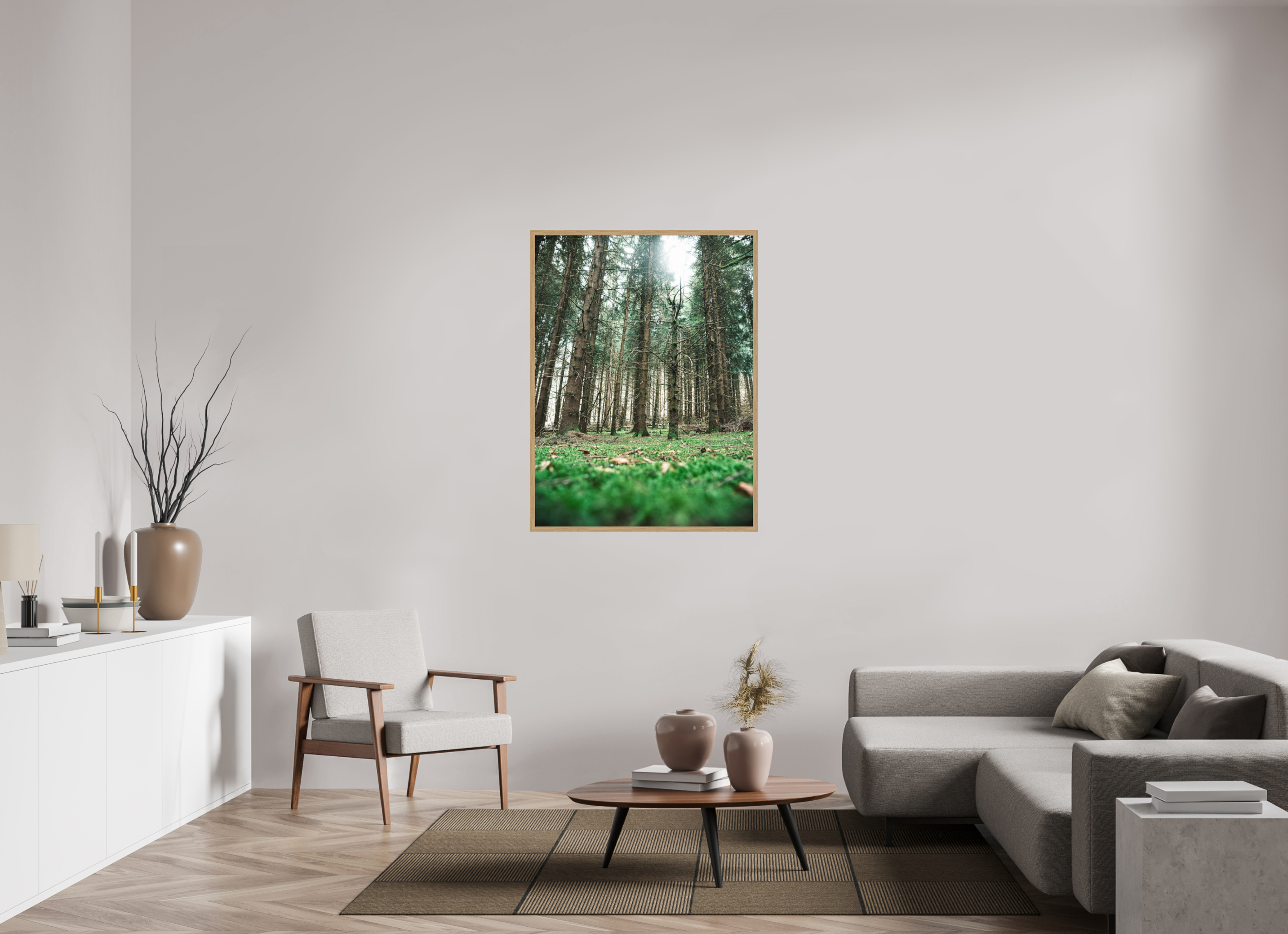90 x 120 cm, Impression Fine Art encadrée en chêne naturel - mat Invitation au calme