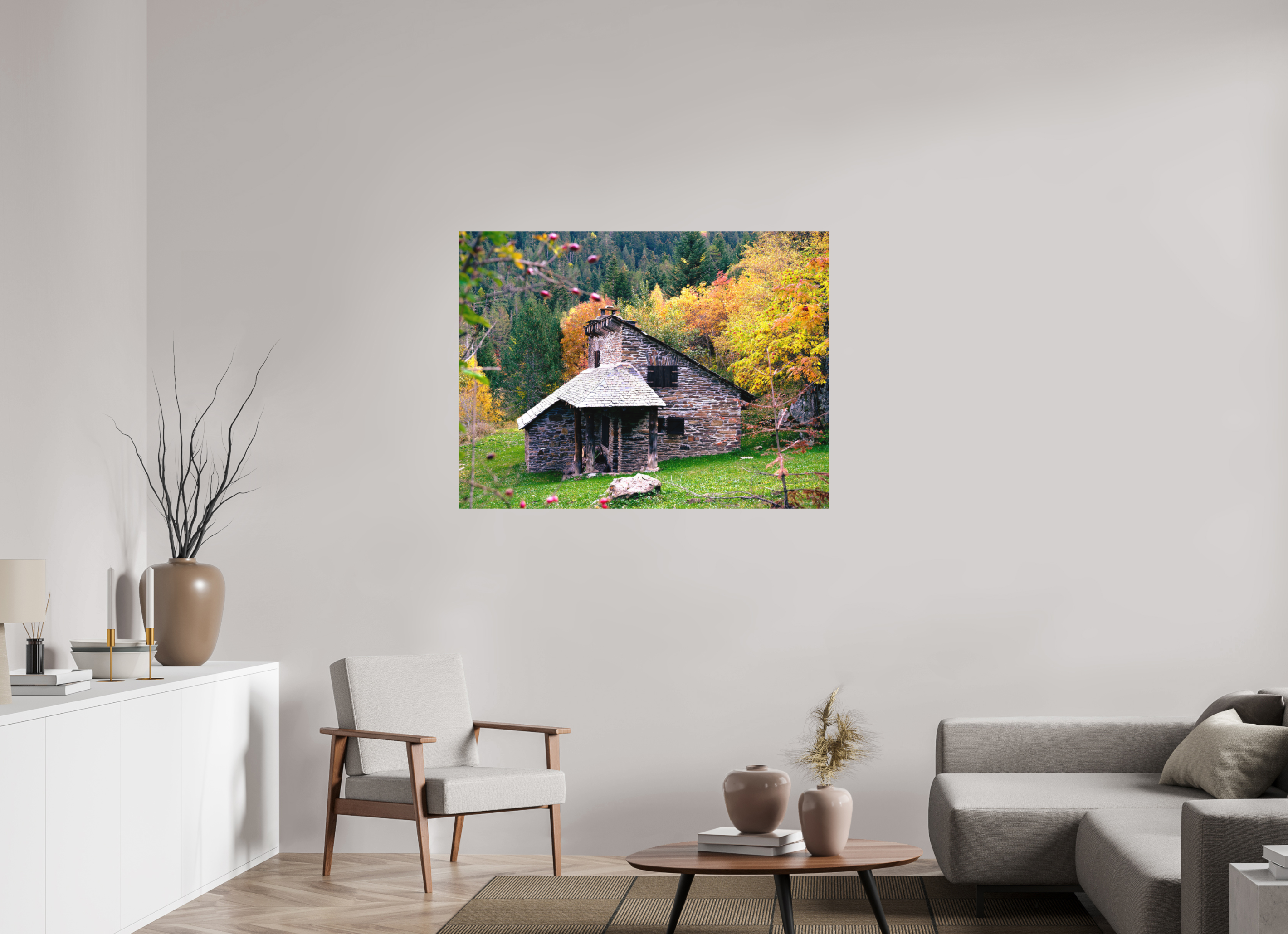 120 x 90 cm, Tirage photo - satiné Une petite maison dans la prairie