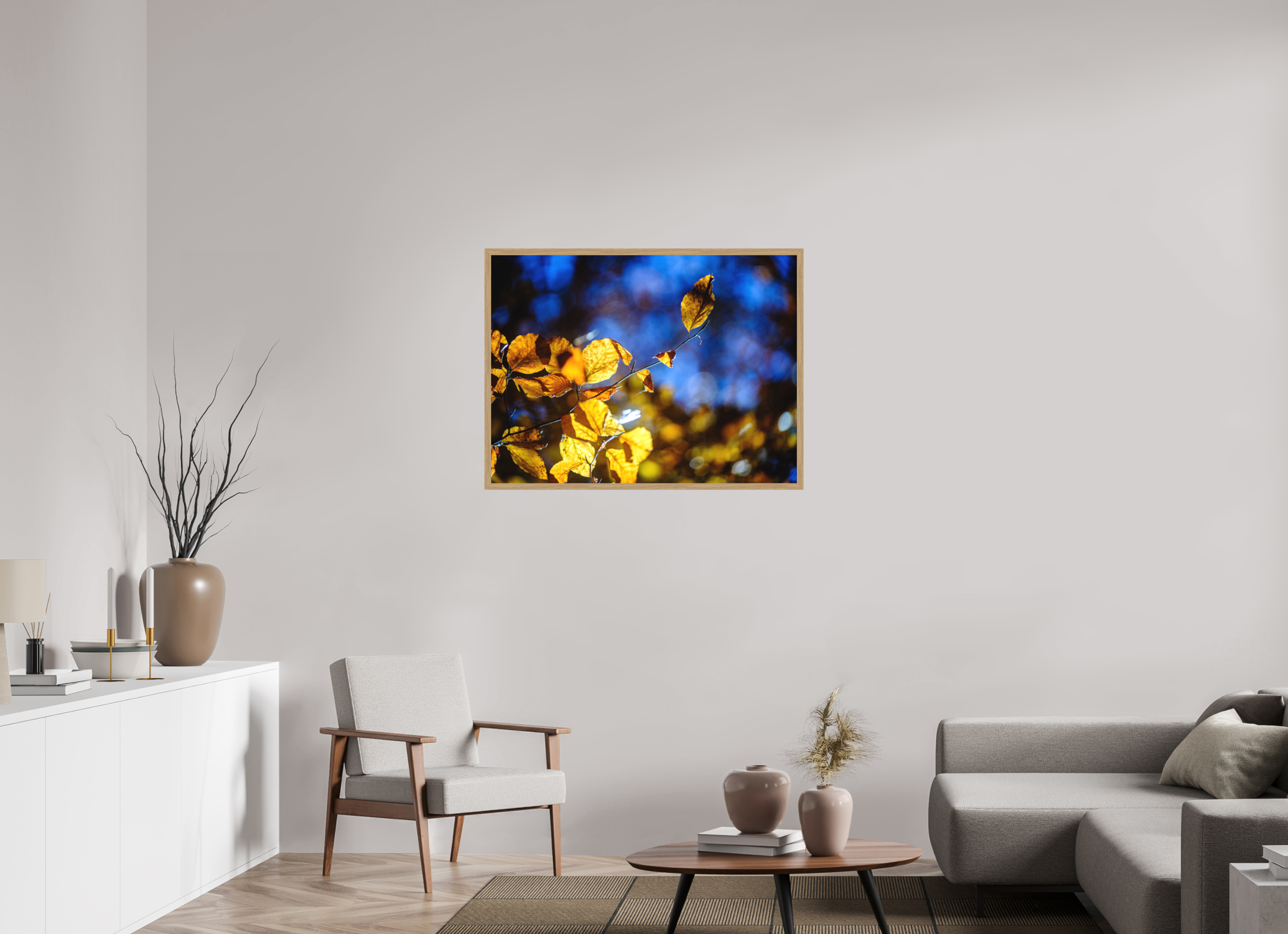 100 x 75 cm, Impression Fine Art encadrée en chêne naturel - mat La folie des couleurs II