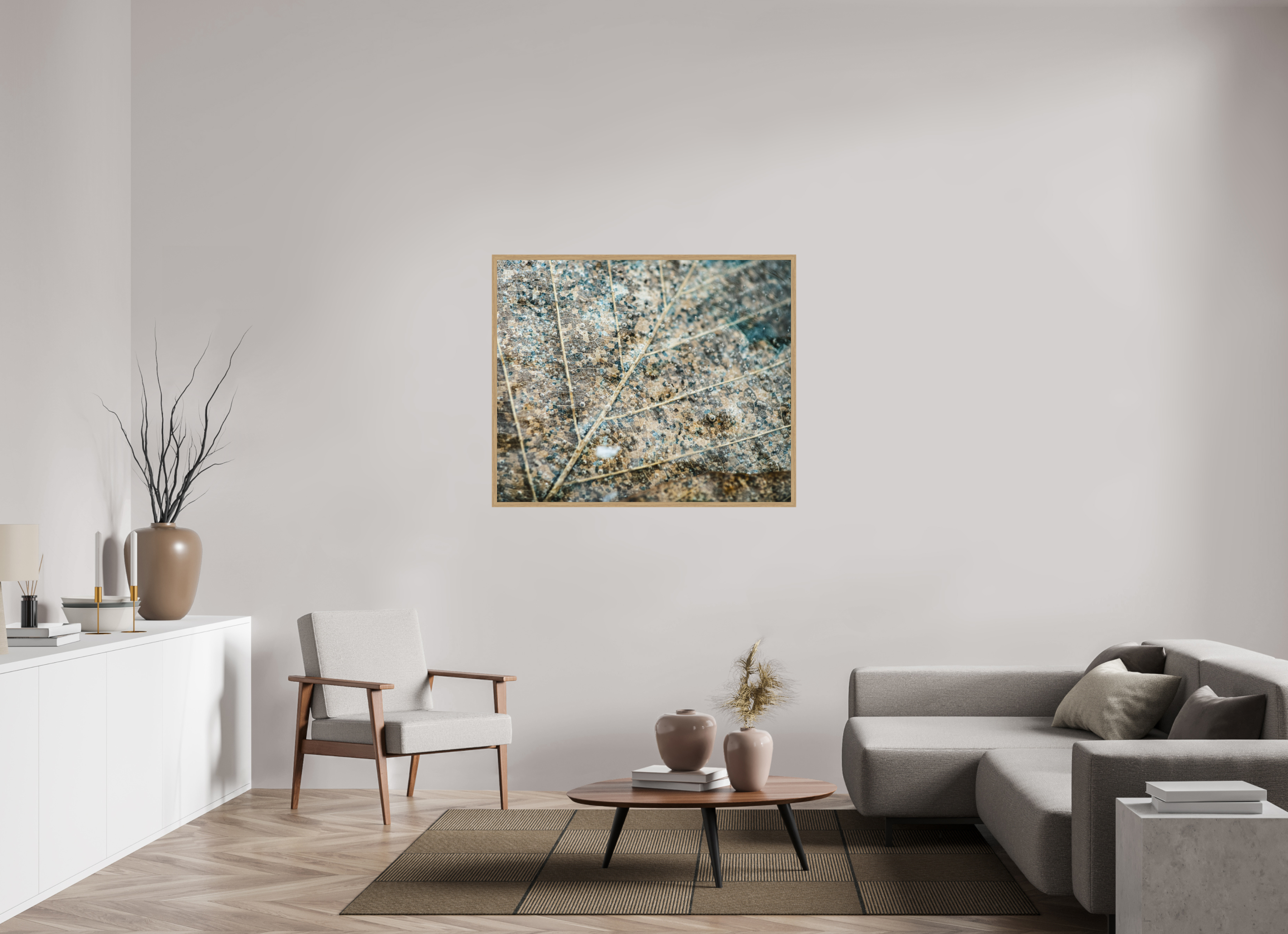 121 x 100 cm, Impression Fine Art encadrée en chêne naturel - mat Prisonnier des glaces