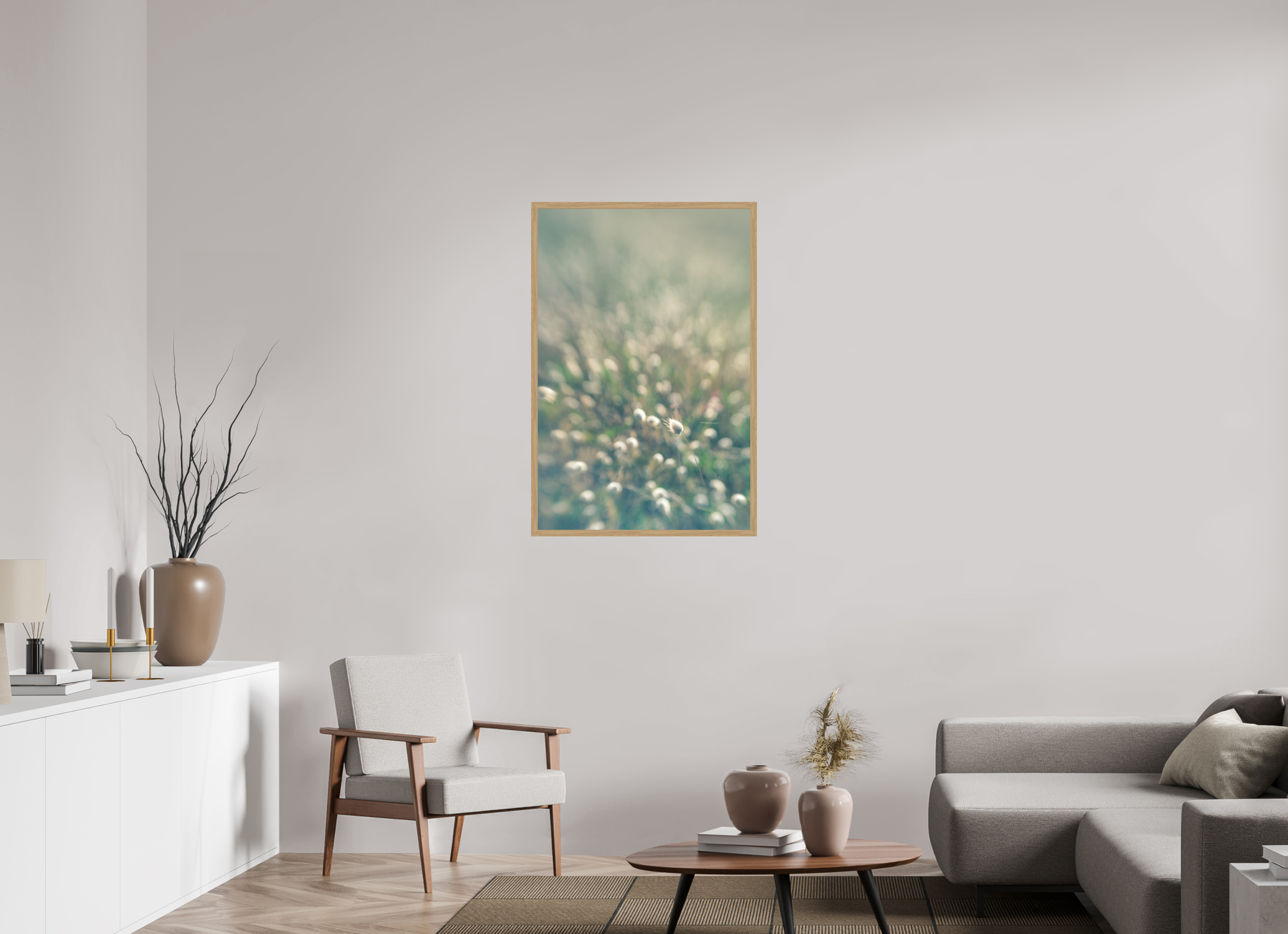 70 x 105 cm, Impression Fine Art encadrée en chêne naturel - mat mouton