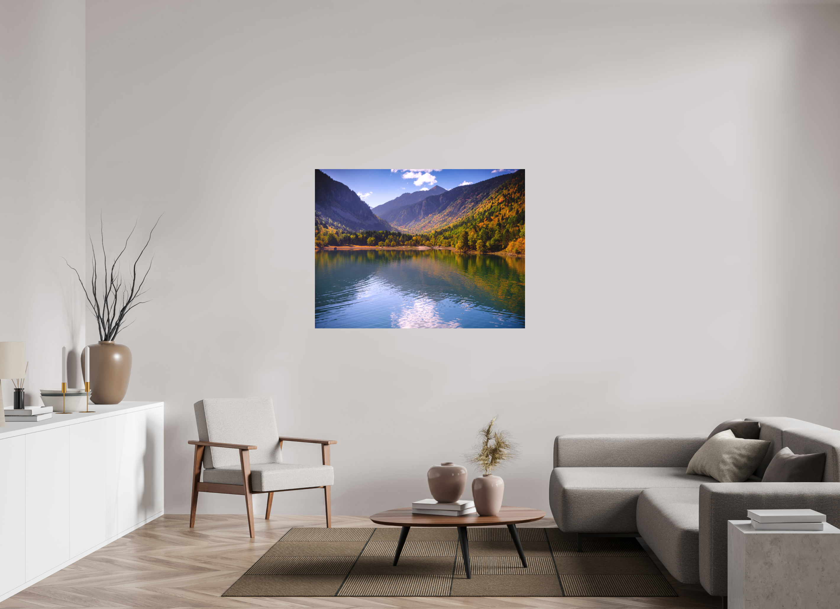 131,8 x 100 cm, Impression Fine Art - mat Lac et automne