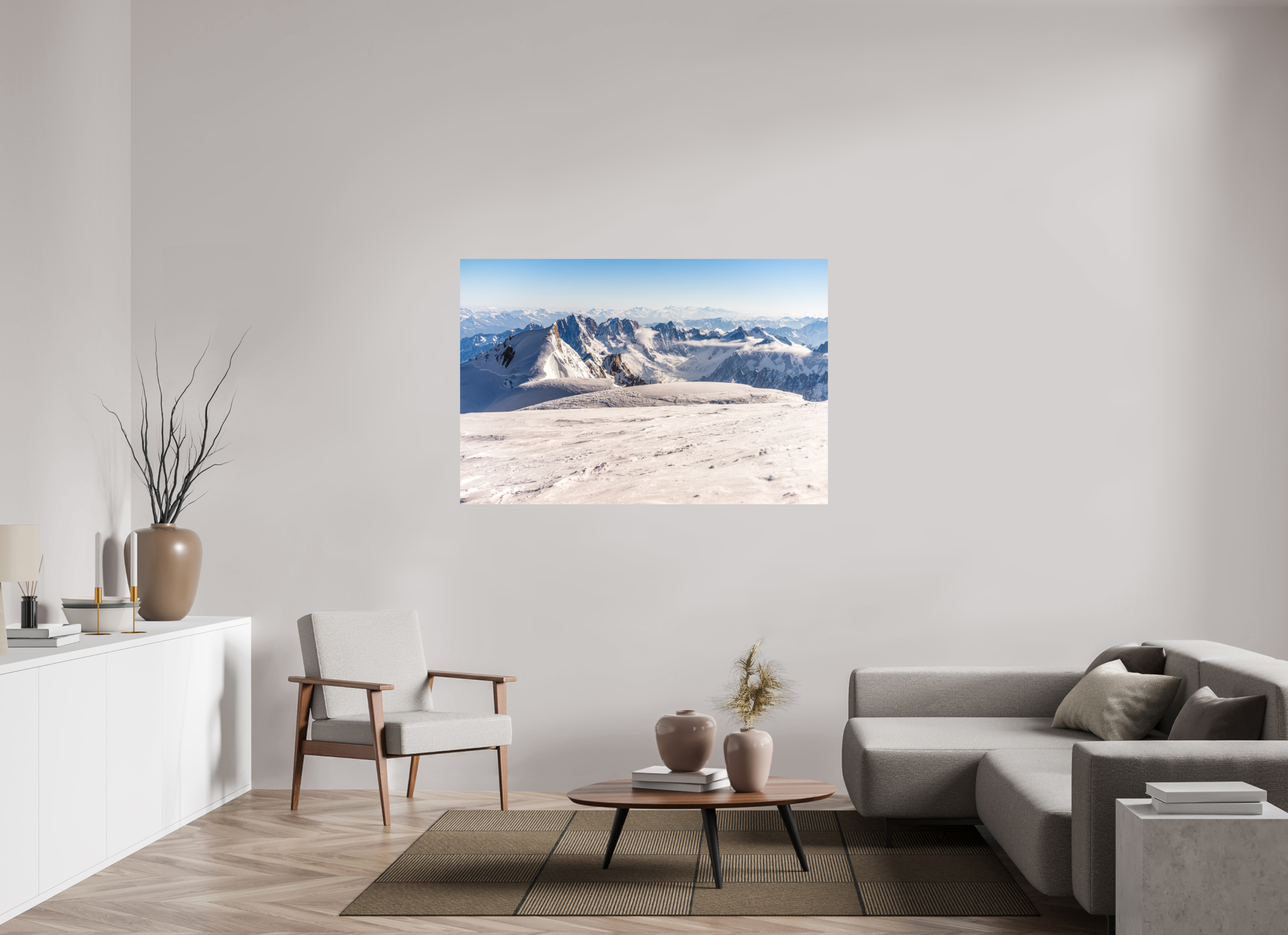 150 x 100 cm, Impression Fine Art sur support rigide - mat La vue depuis le sommet du Mont Blanc