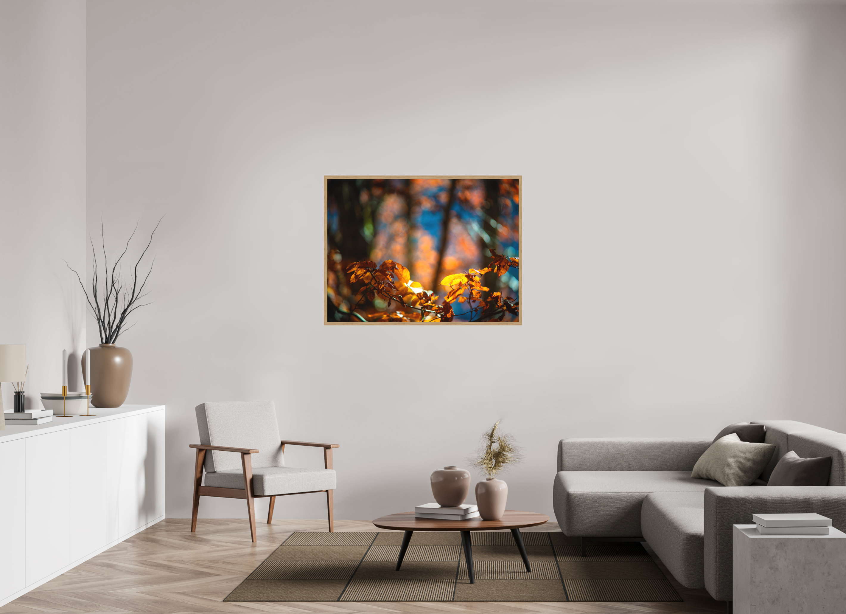 120 x 90 cm, Impression Fine Art encadrée en chêne naturel - mat La folie des couleurs I