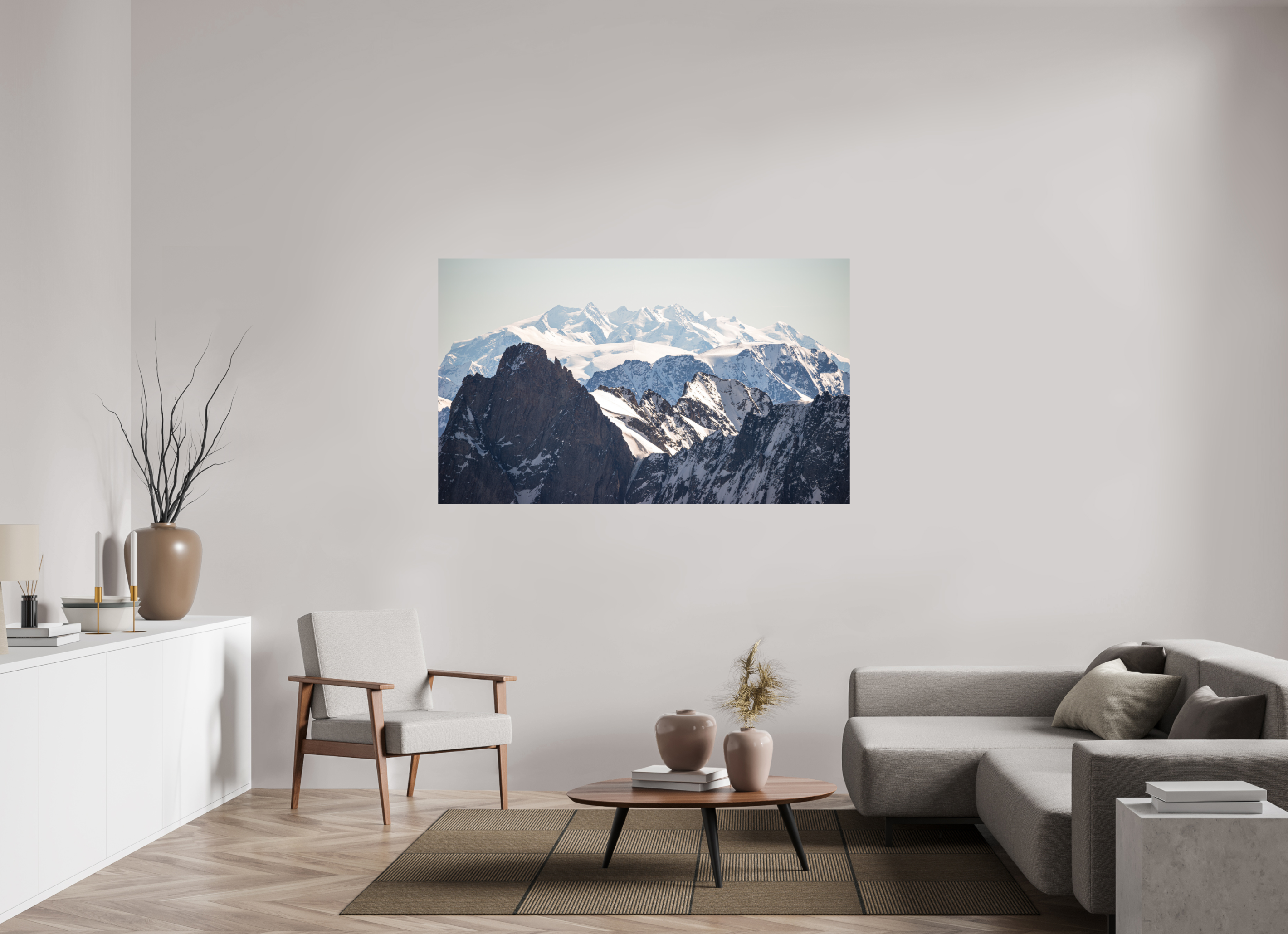167,9 x 100 cm, Impression Fine Art sur support rigide - mat Le massif du Mont Rose