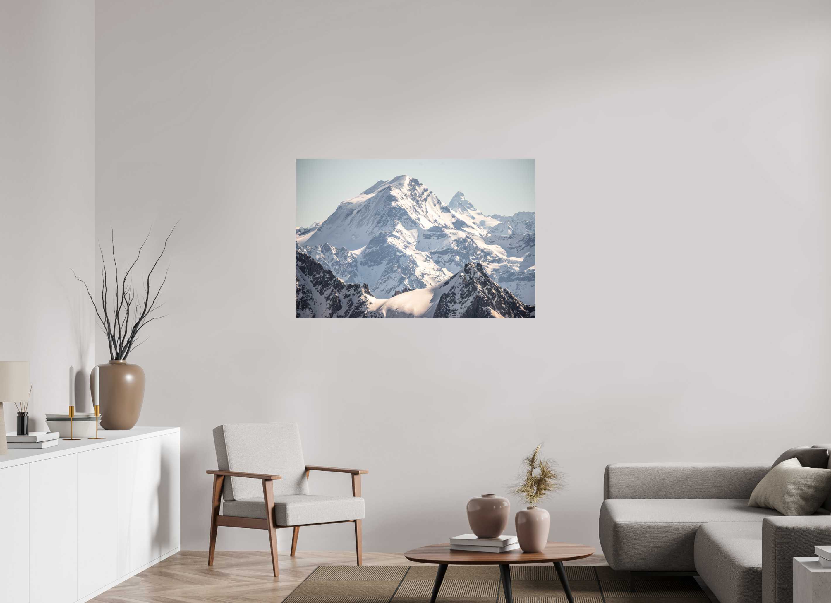 120 x 80 cm, Impression Fine Art sur support rigide - mat Grand Combin et Cervin