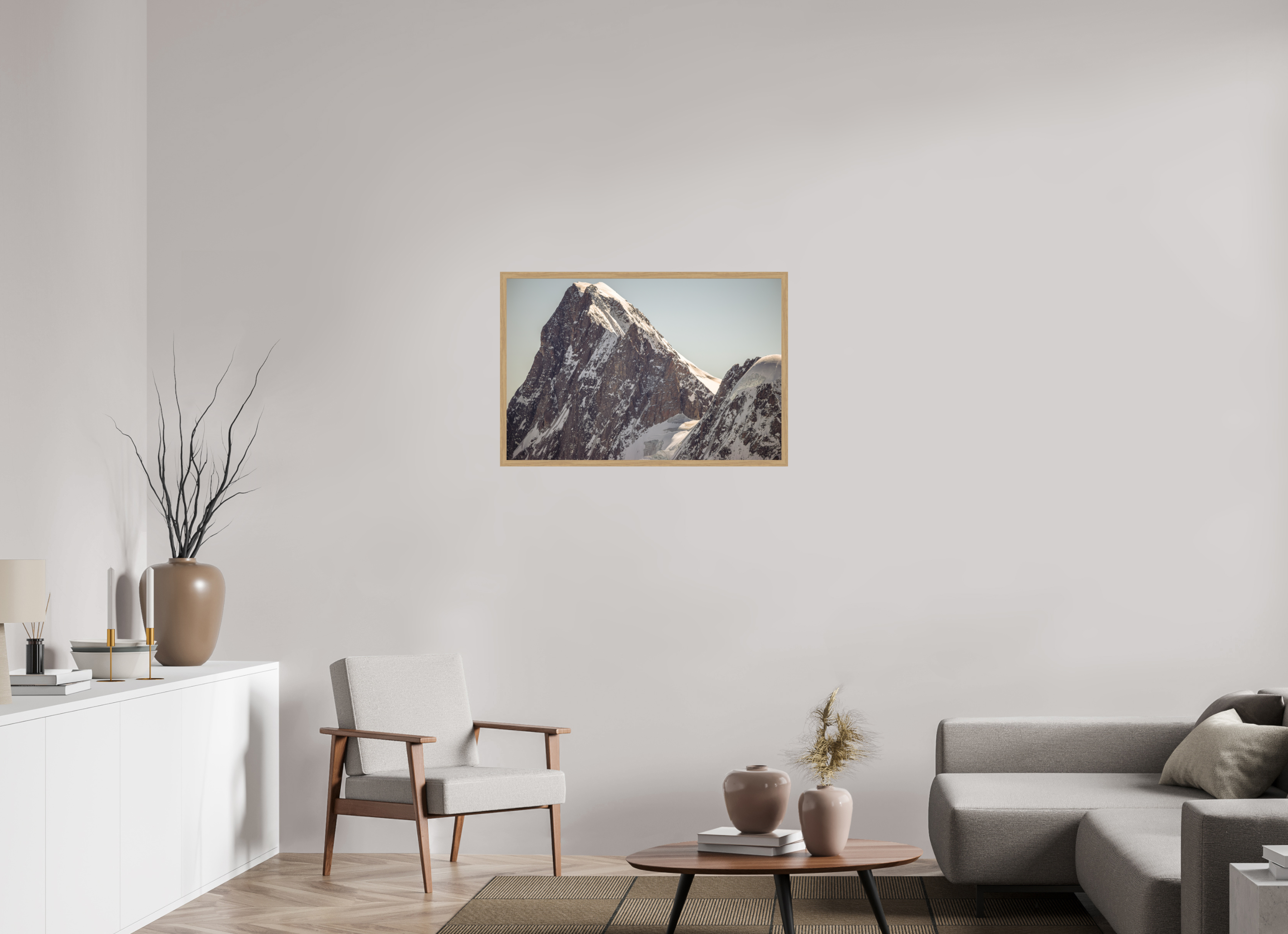 90 x 60 cm, Impression Fine Art encadrée en chêne naturel - mat Les Grandes Jurasses : Pointe Walker