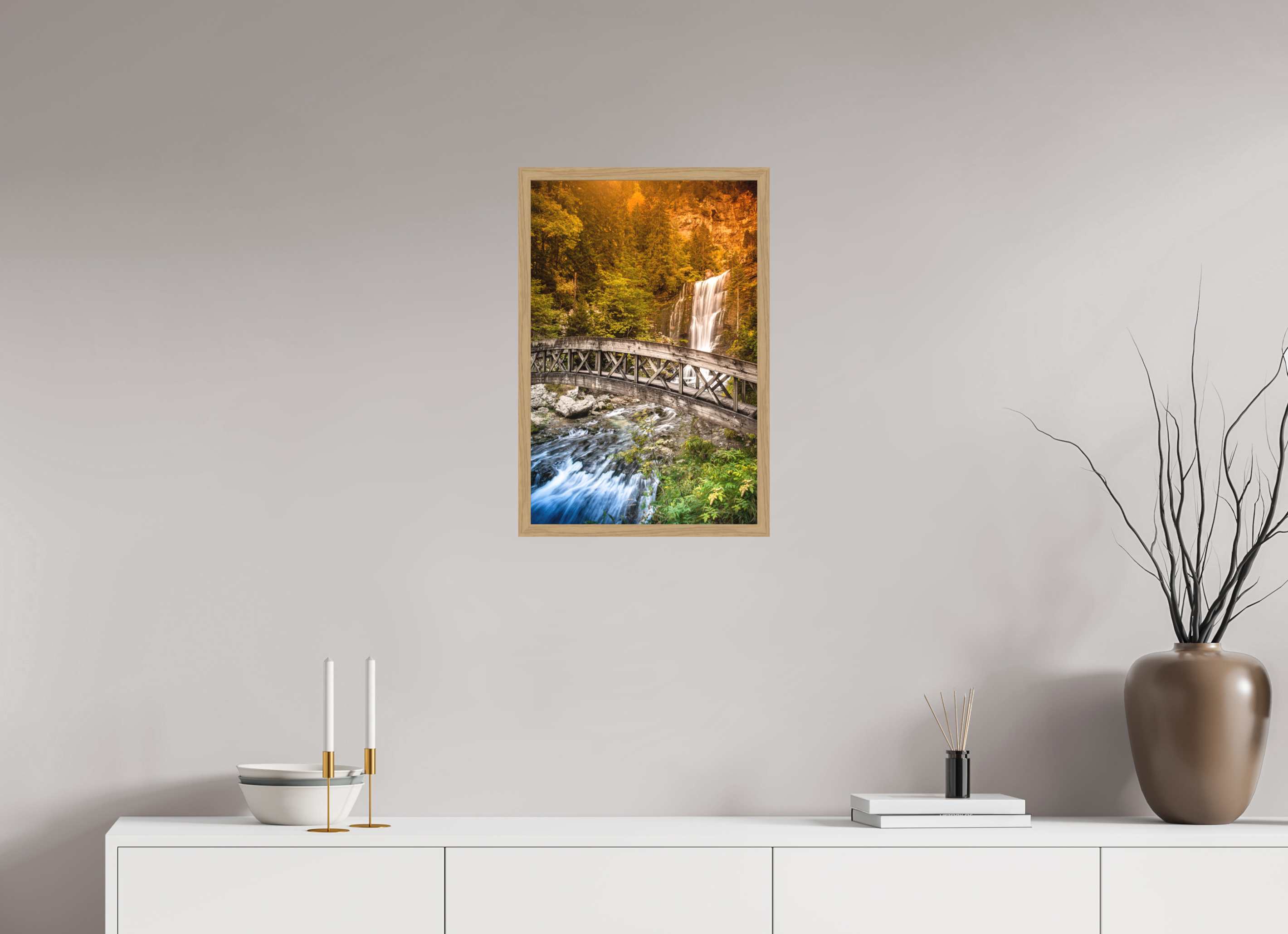 40 x 60 cm, Impression Fine Art encadrée en chêne naturel - mat L'automne en Chartreuse