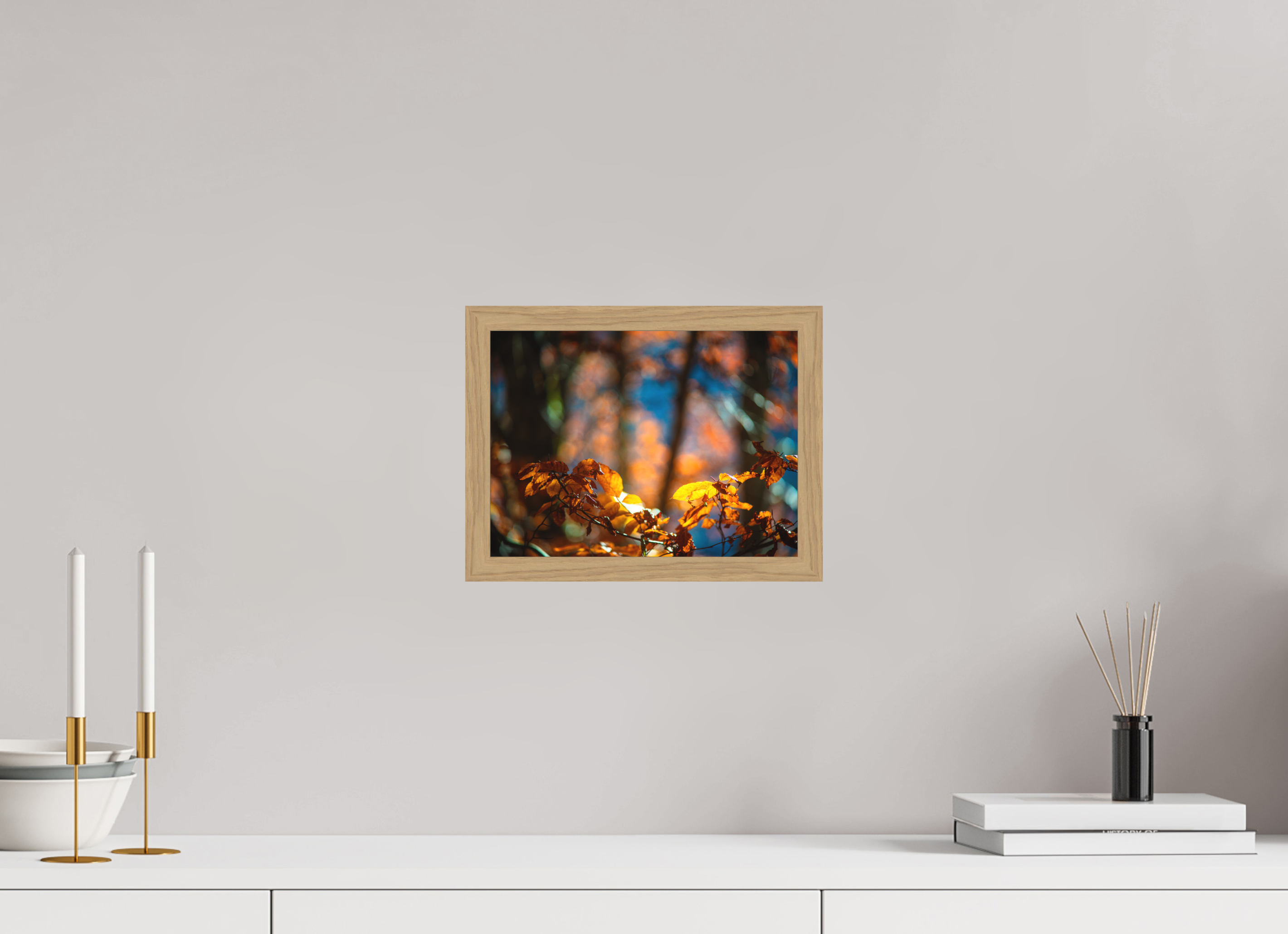 28 x 21 cm, Impression Fine Art encadrée en chêne naturel - mat La folie des couleurs I