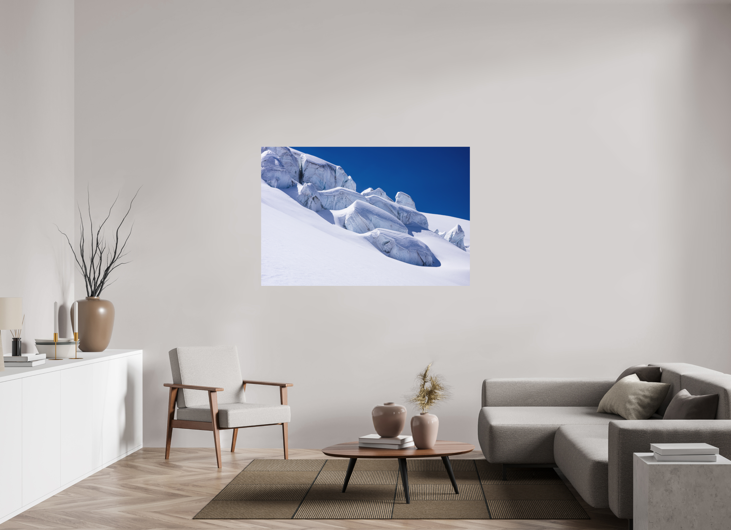 150 x 100 cm, Impression Fine Art sur support rigide - mat Séracs du glacier de la Dent Blanche