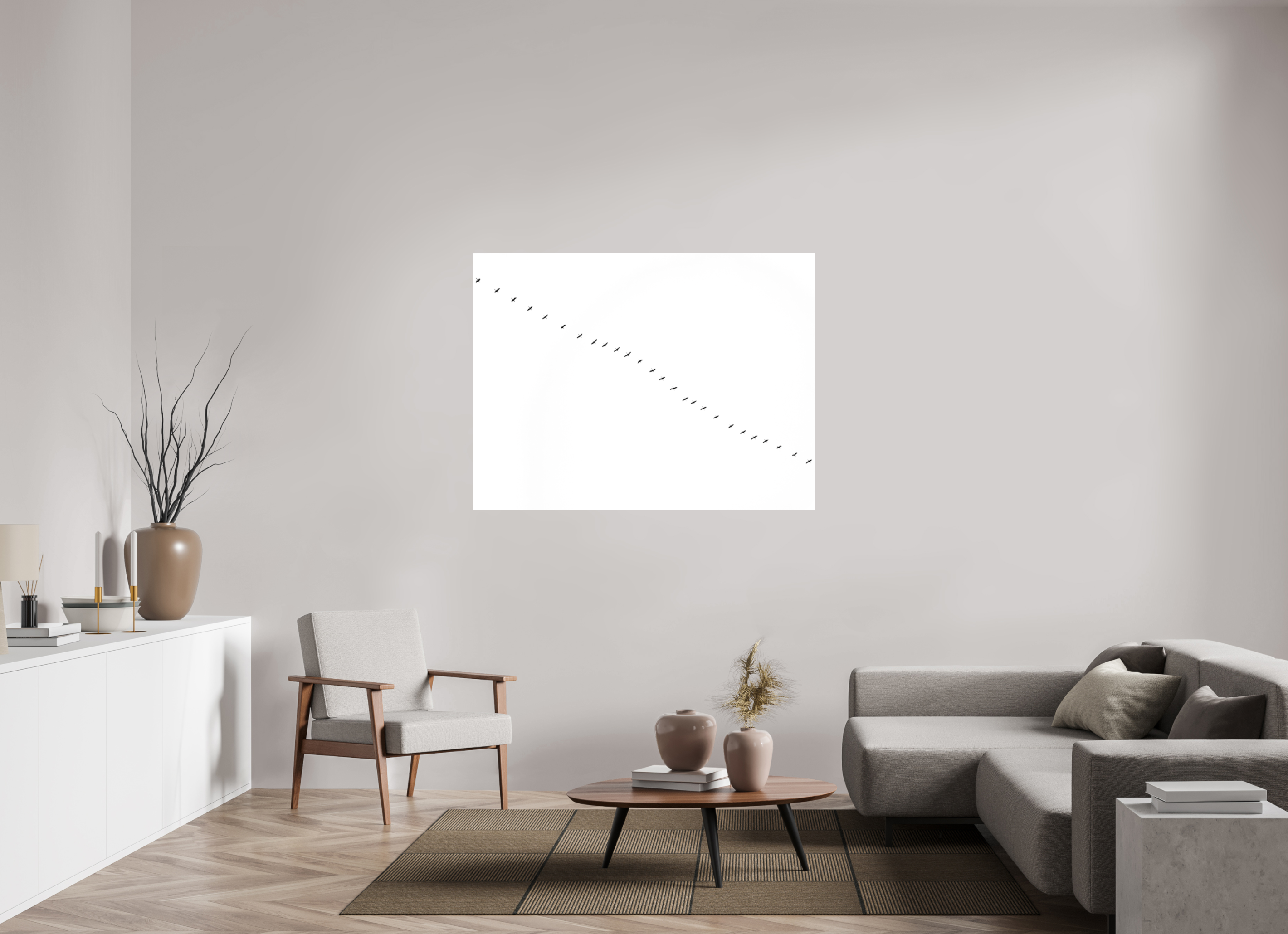 140 x 105 cm, Tirage photo - satiné Grues II