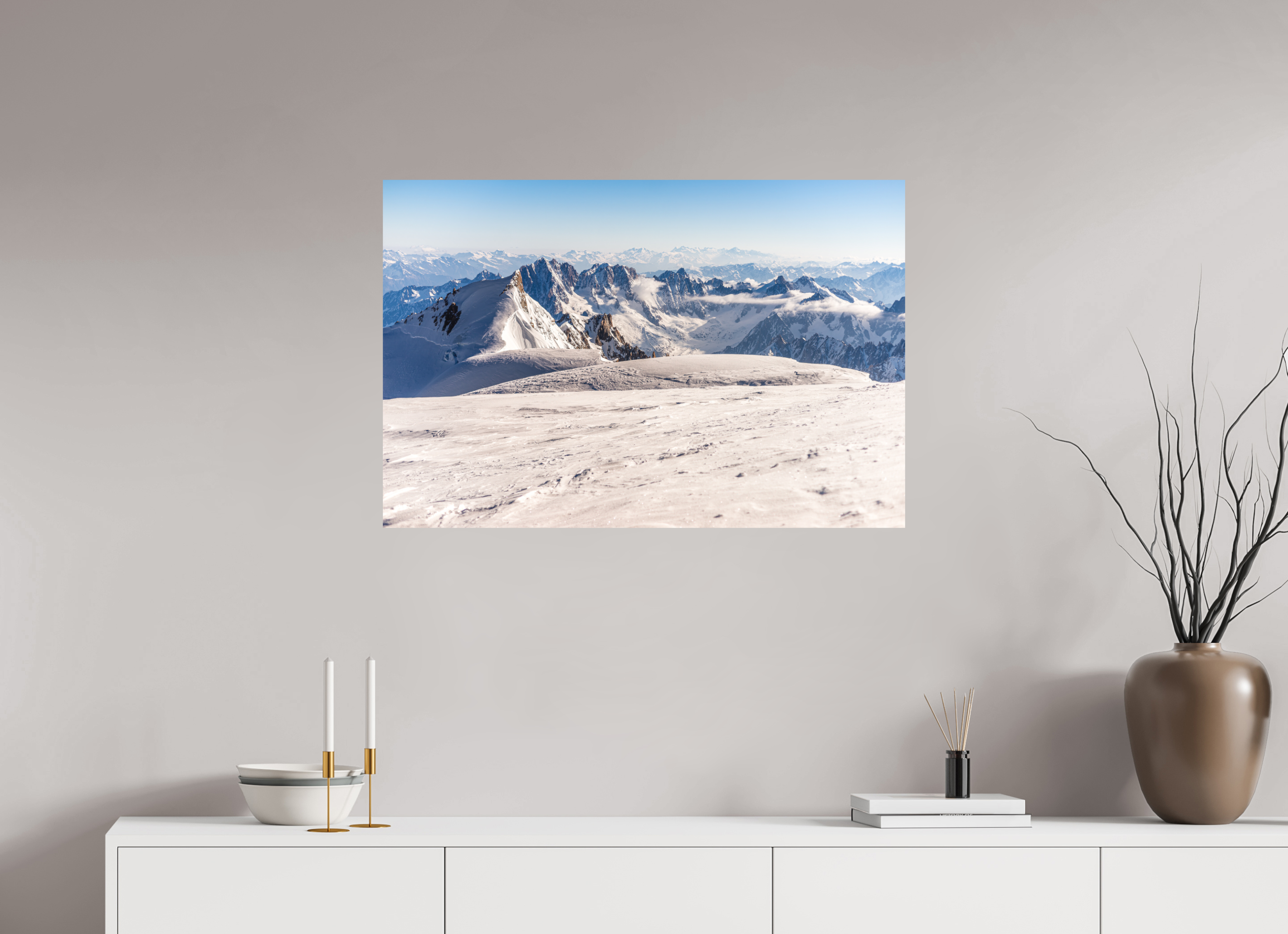 90 x 60 cm, Impression Fine Art - mat La vue depuis le sommet du Mont Blanc