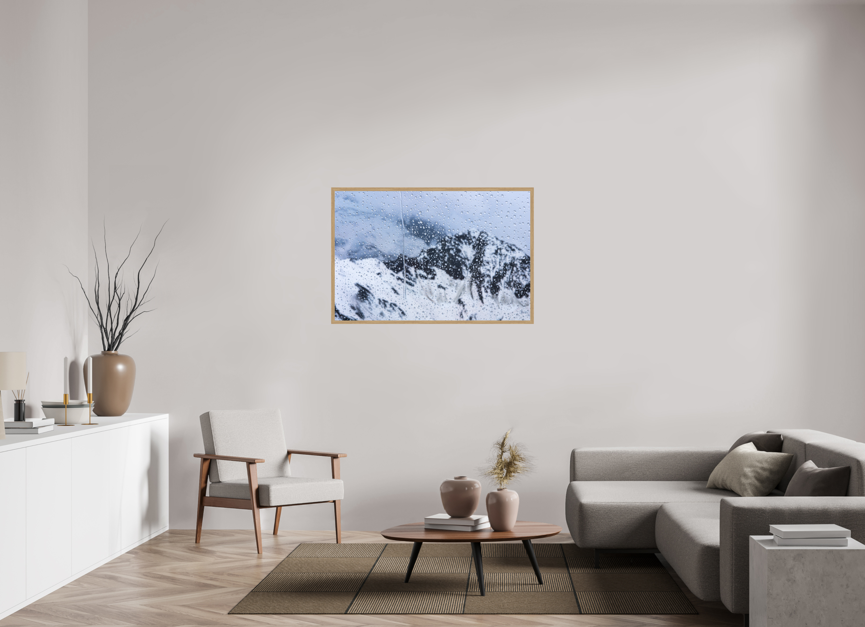 120 x 80 cm, Impression Fine Art encadrée en chêne naturel - mat Mauvaise météo