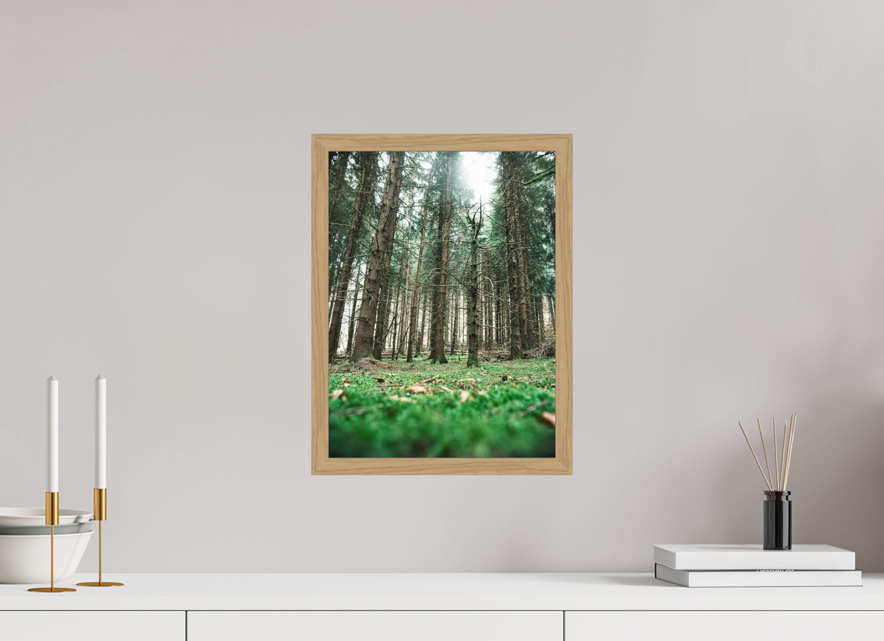 30 x 40 cm, Impression Fine Art encadrée en chêne naturel - mat Invitation au calme