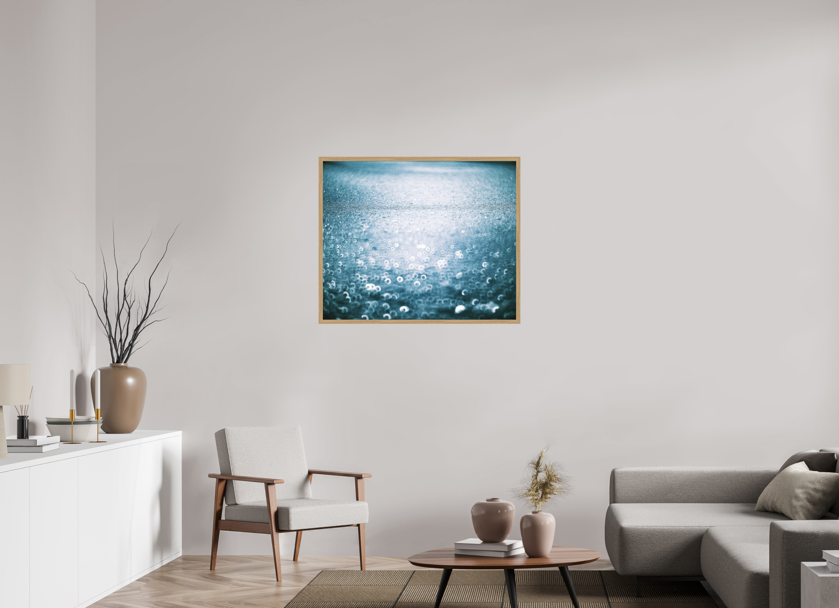 97 x 80 cm, Impression Fine Art encadrée en chêne naturel - mat Réflexions hivernales